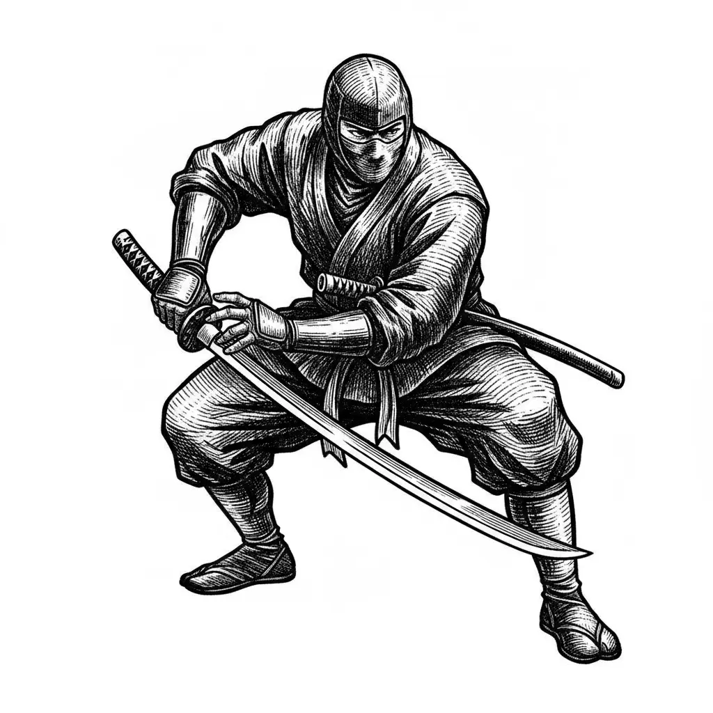 make a japanese ninja with katana sword