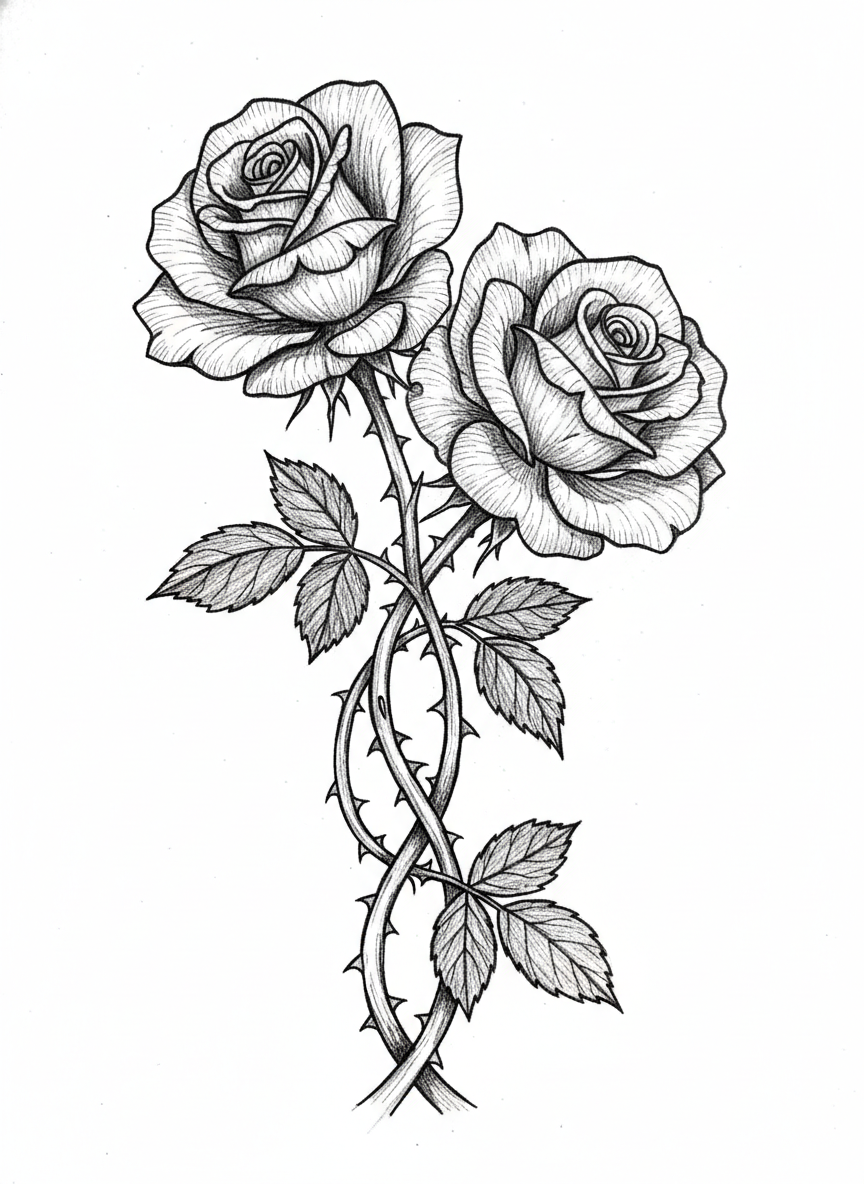 create two intertwined roses - Free PNG Download | VectorWitch
