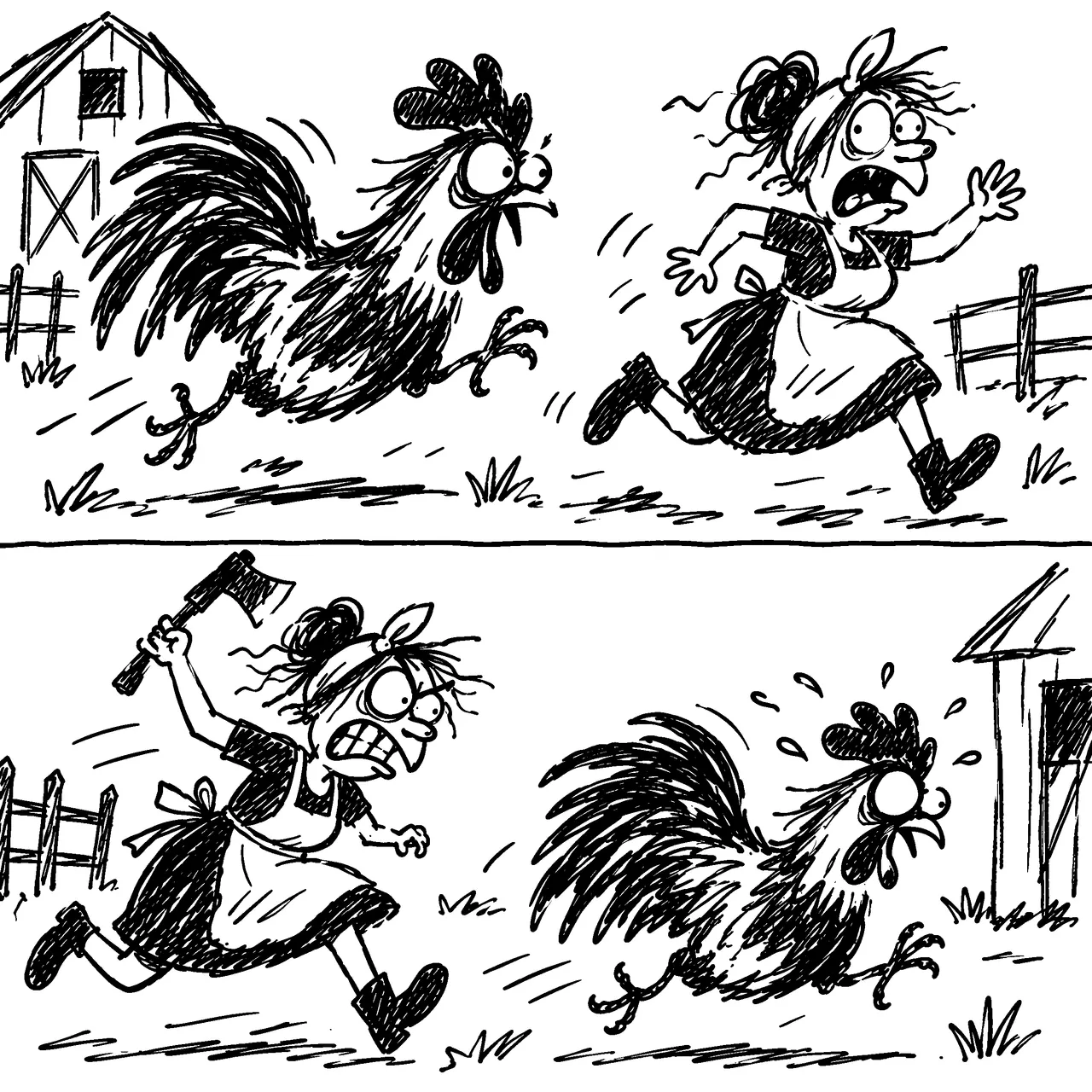 Can we do two scenes. Scene one: on a farm a big rooster is - Free PNG ...