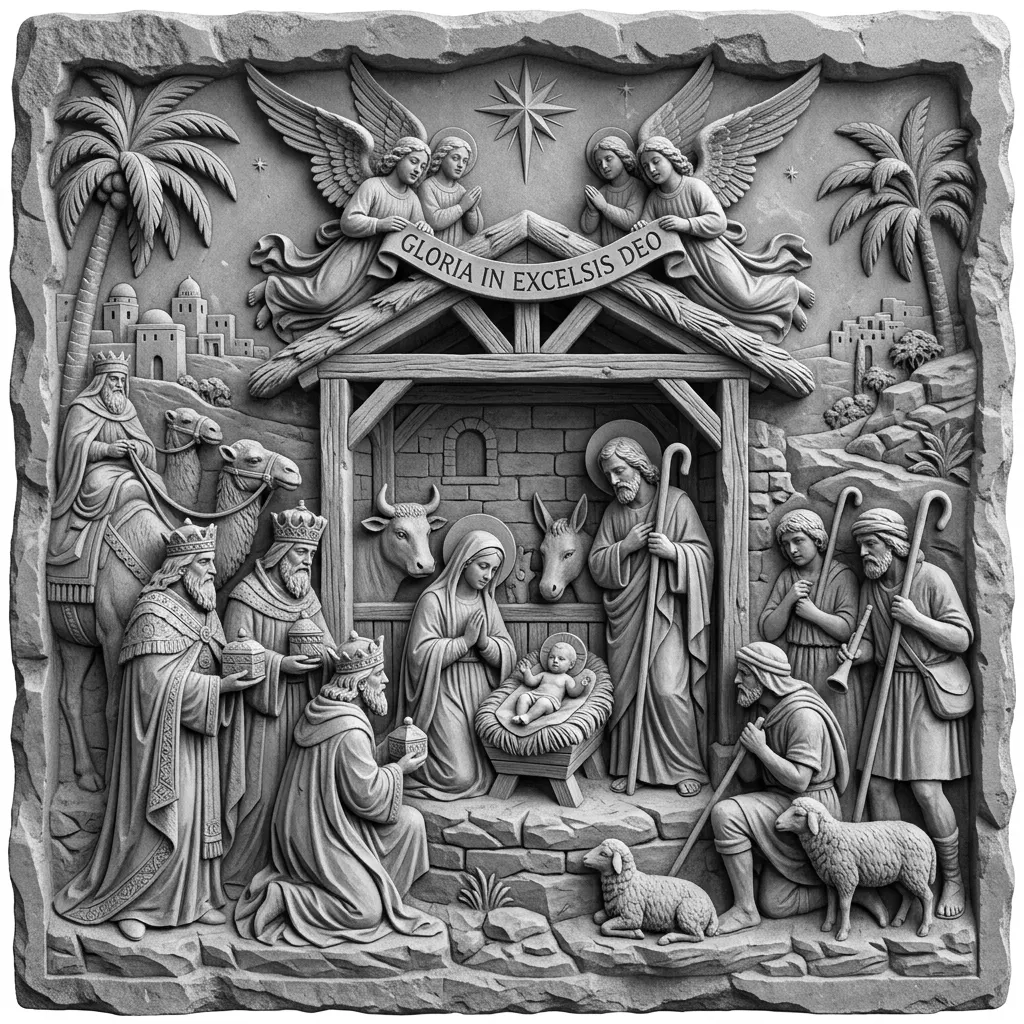 Nativity scene for laser deep engraving