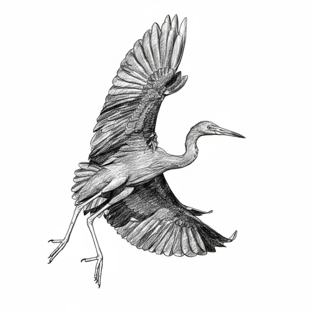 LittleBlueHeronLanding-PencilSketch