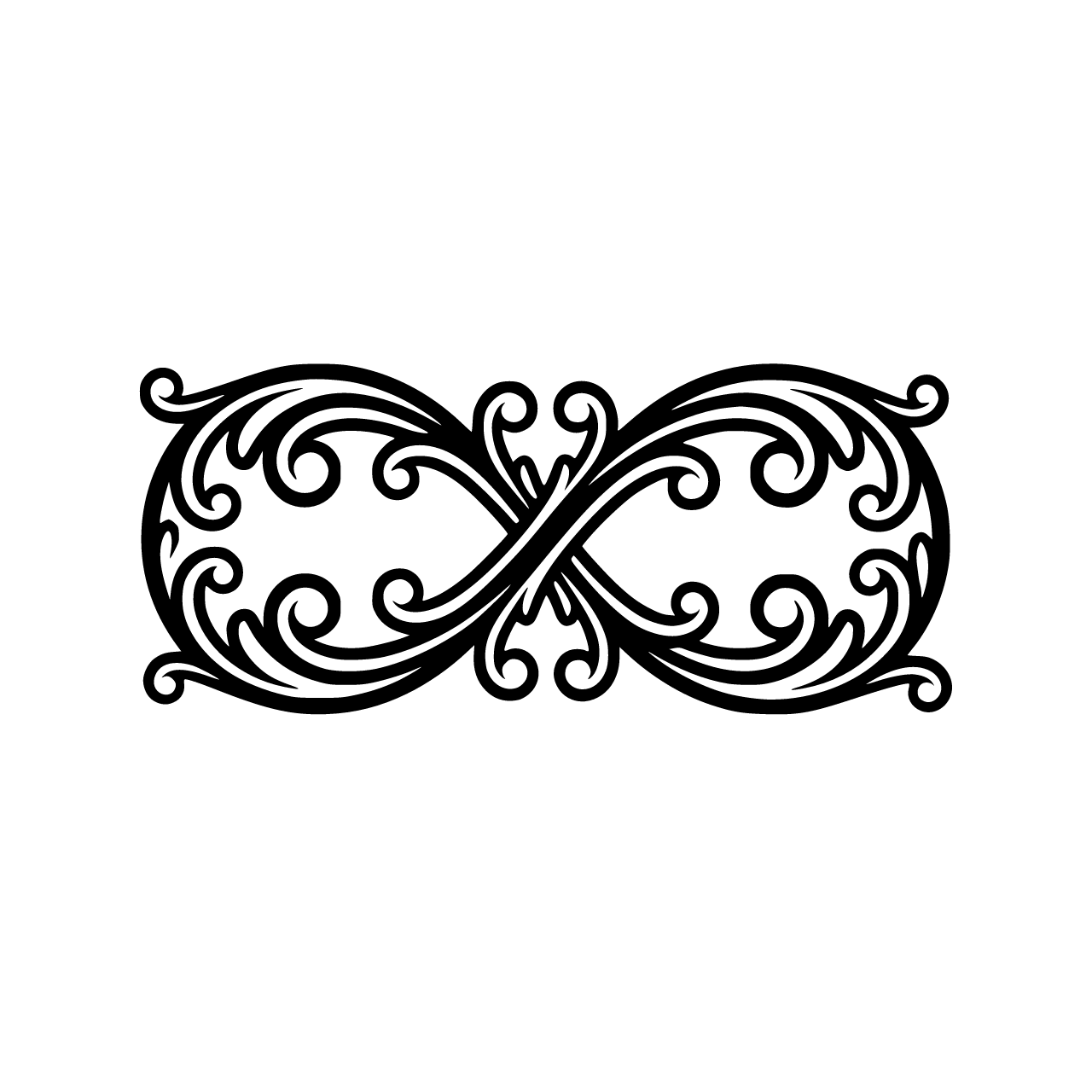 Plain infinity loop, with ornate scroll detail, no writing, no background