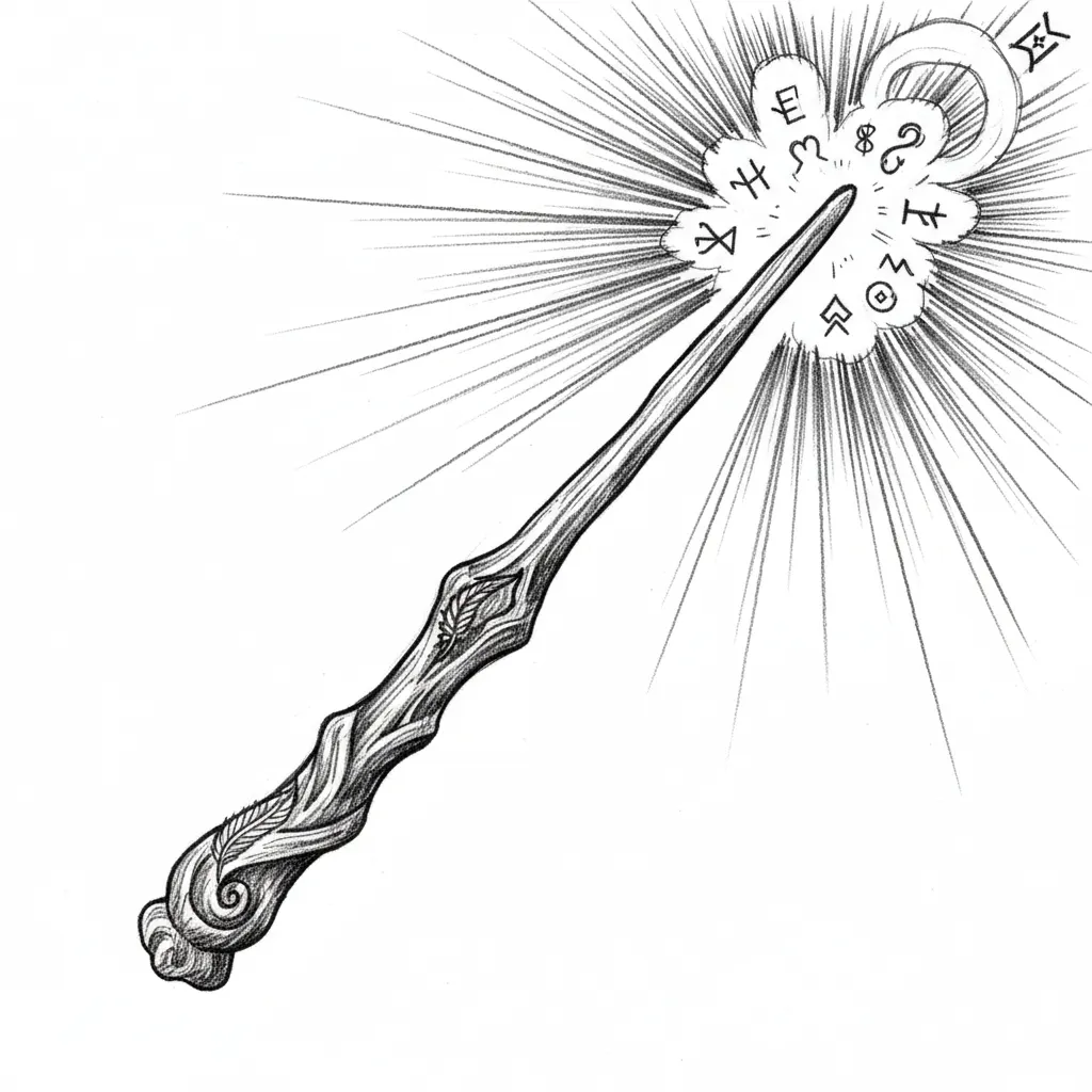 harry potter style wand radiating light