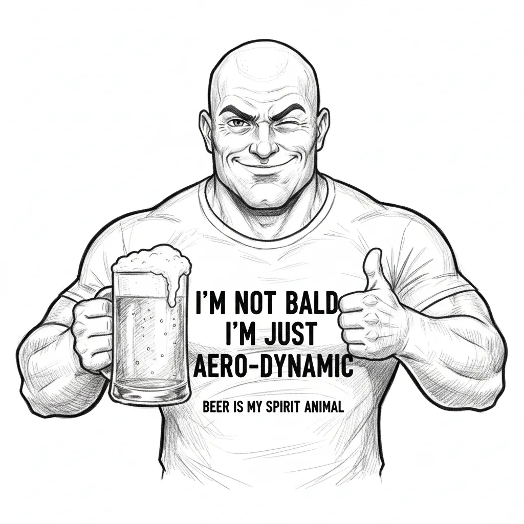 sarcastic, funny, bald, who likes to drink beer husband