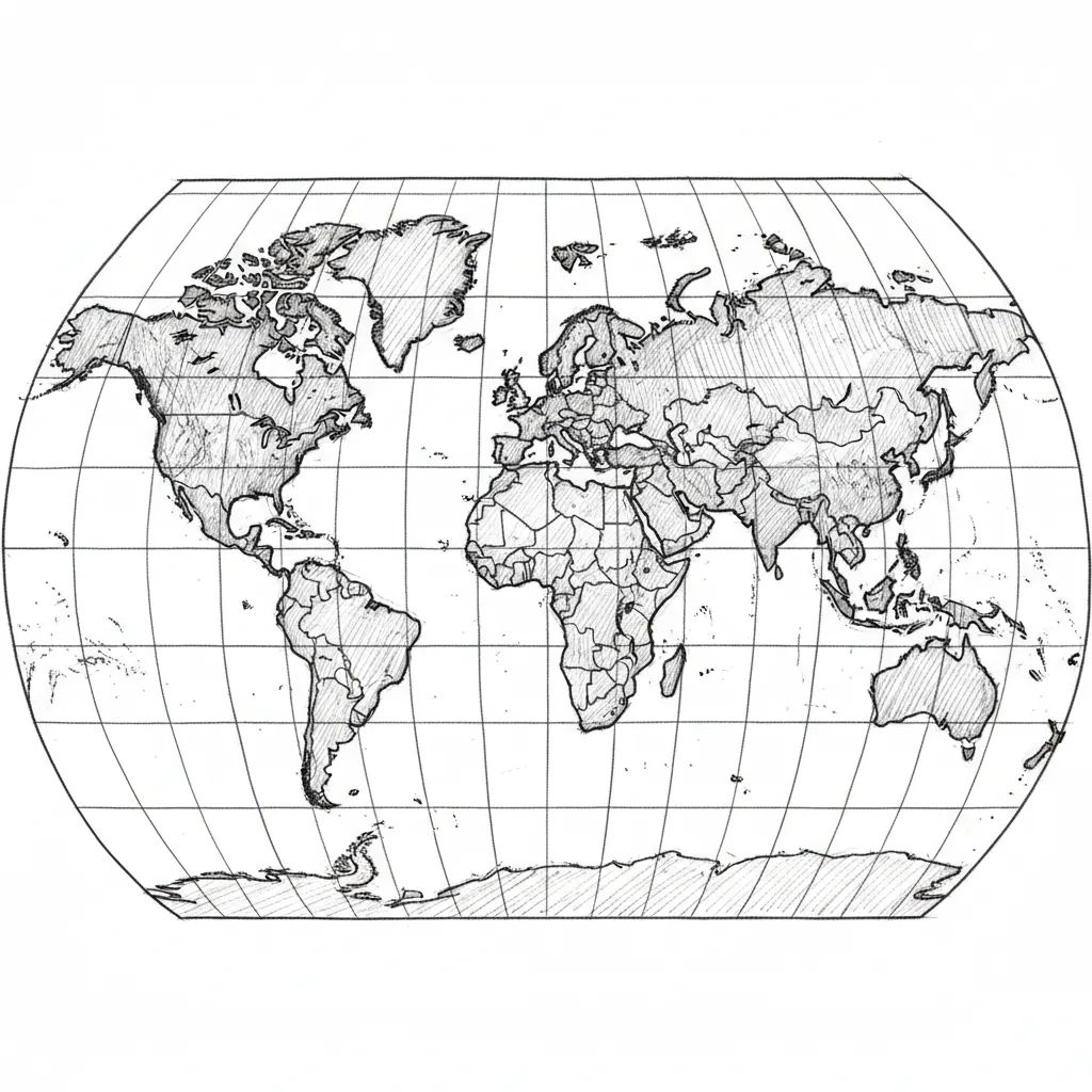 Map of the world 1x1 square