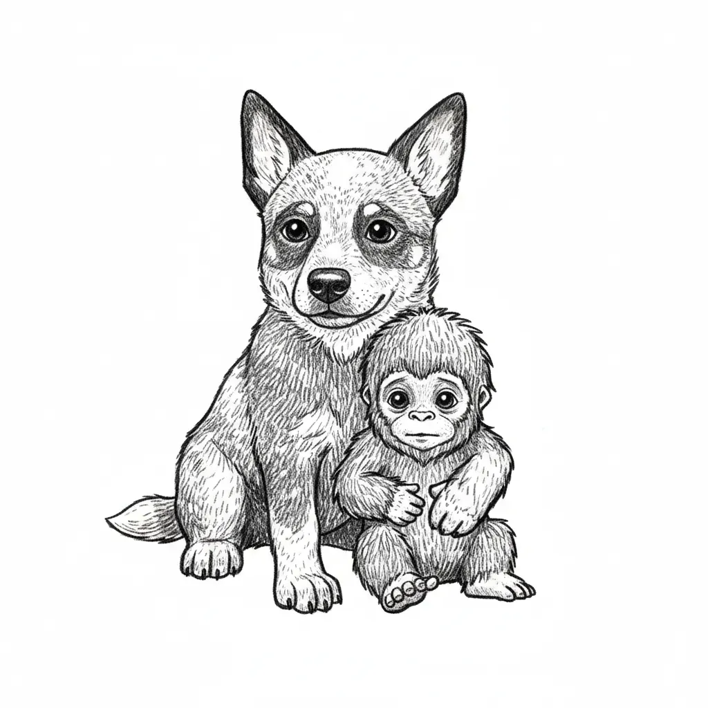 blue healer with baby big foot transparent background svg