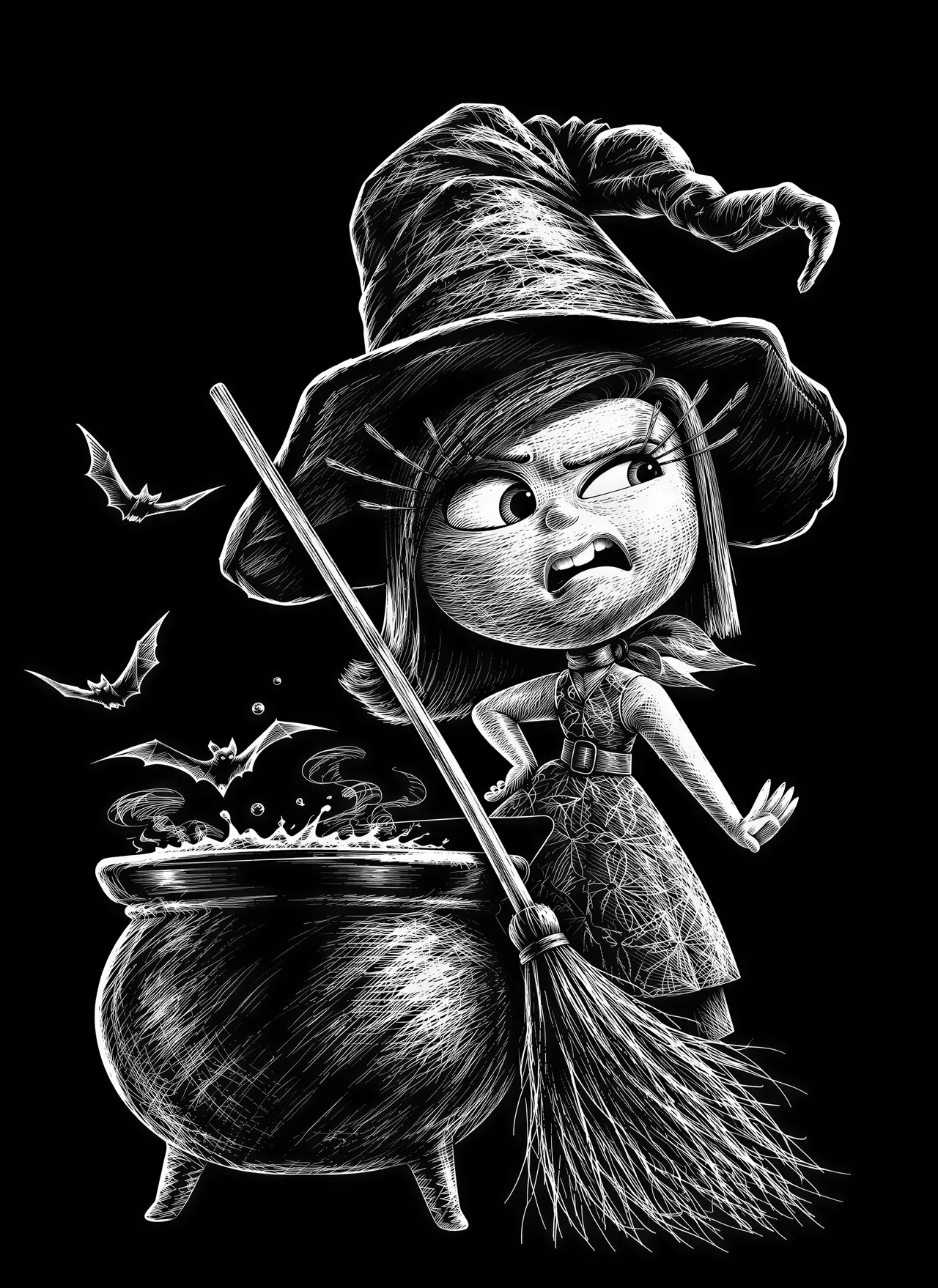 scratchboard style vector graphic