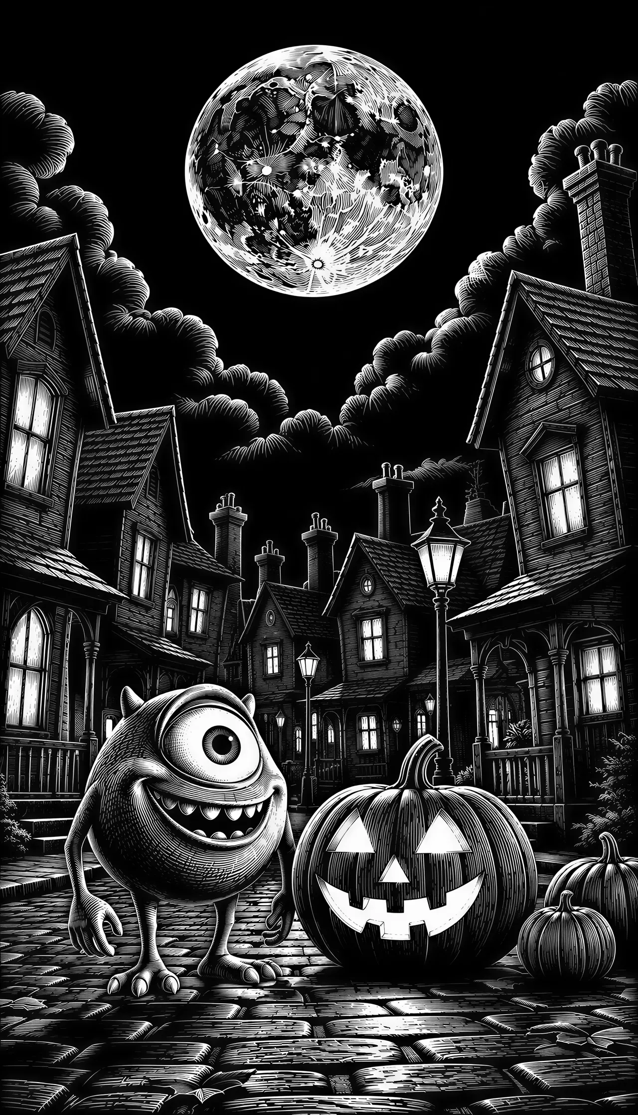 scratchboard style vector graphic