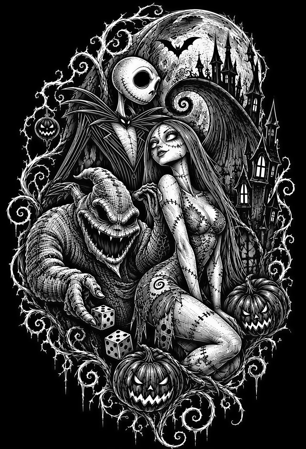 scratchboard style vector graphic