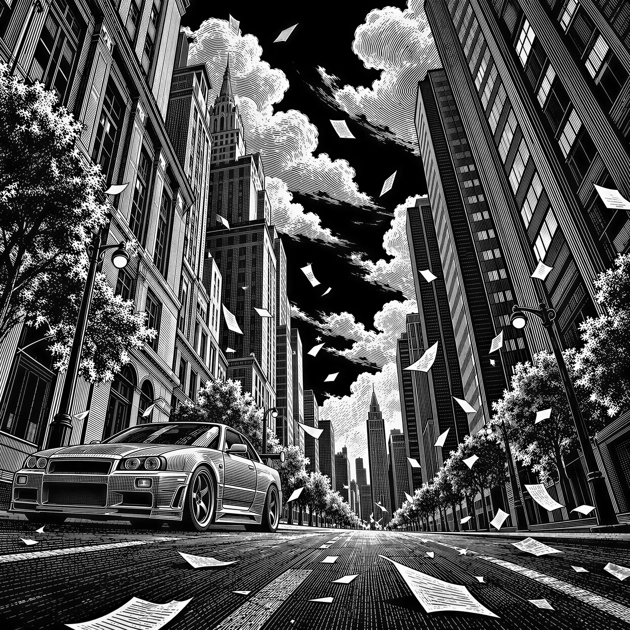Grafika wektorowa w stylu scratchboard