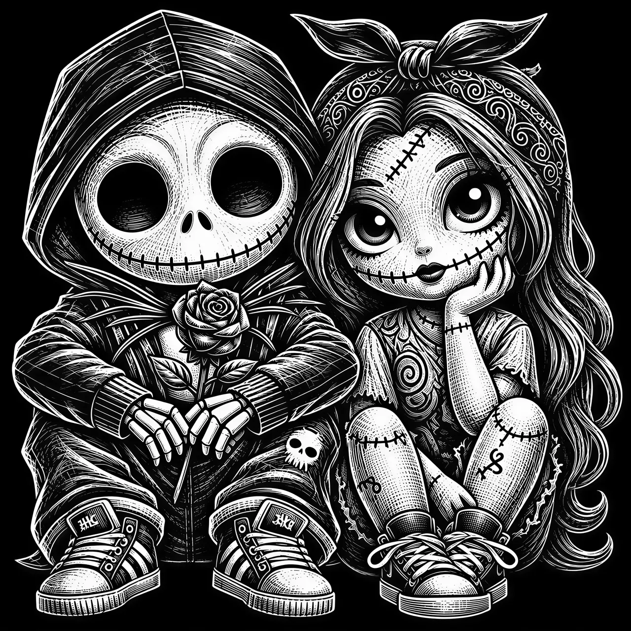 scratchboard style vector graphic