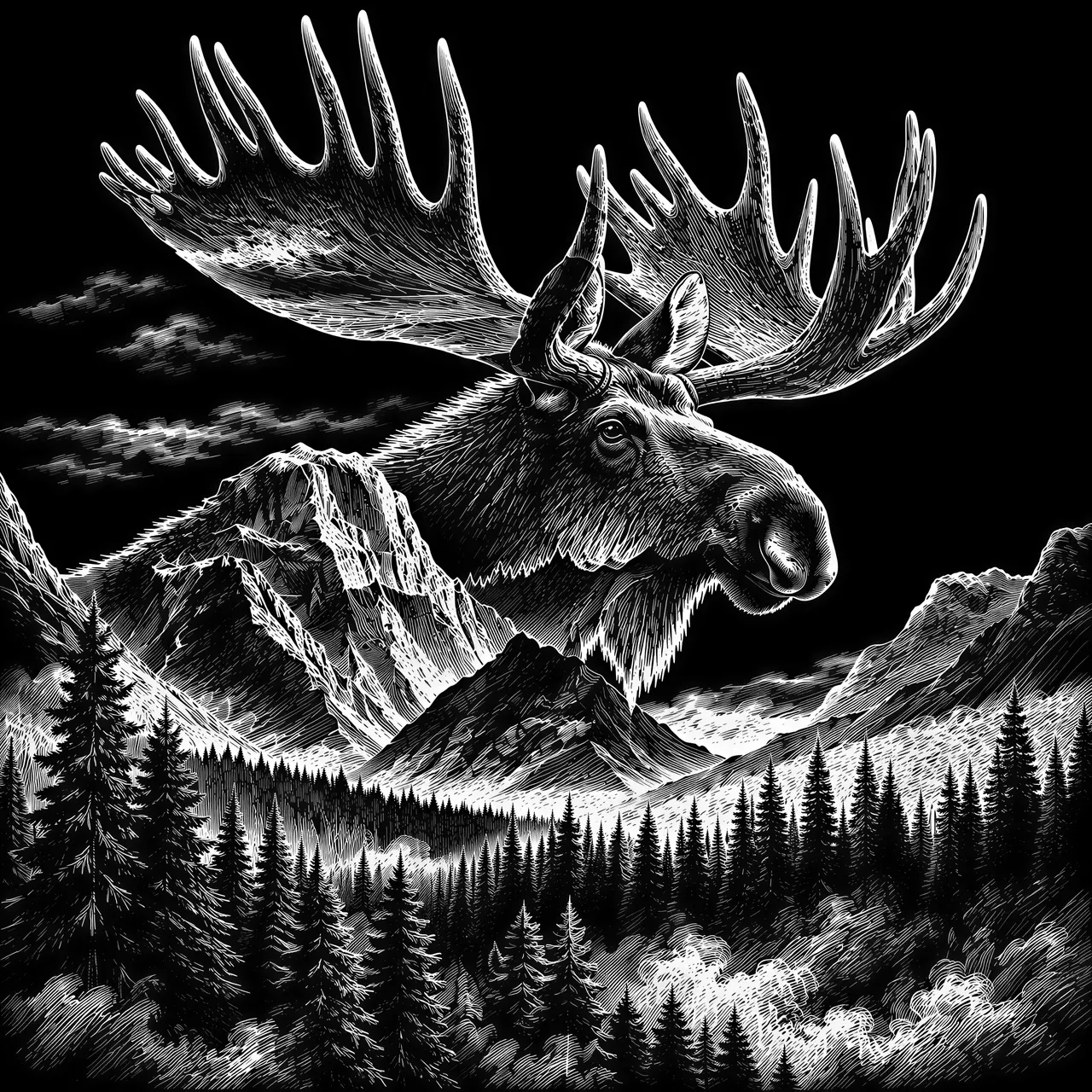 Graphique vectoriel de style scratchboard