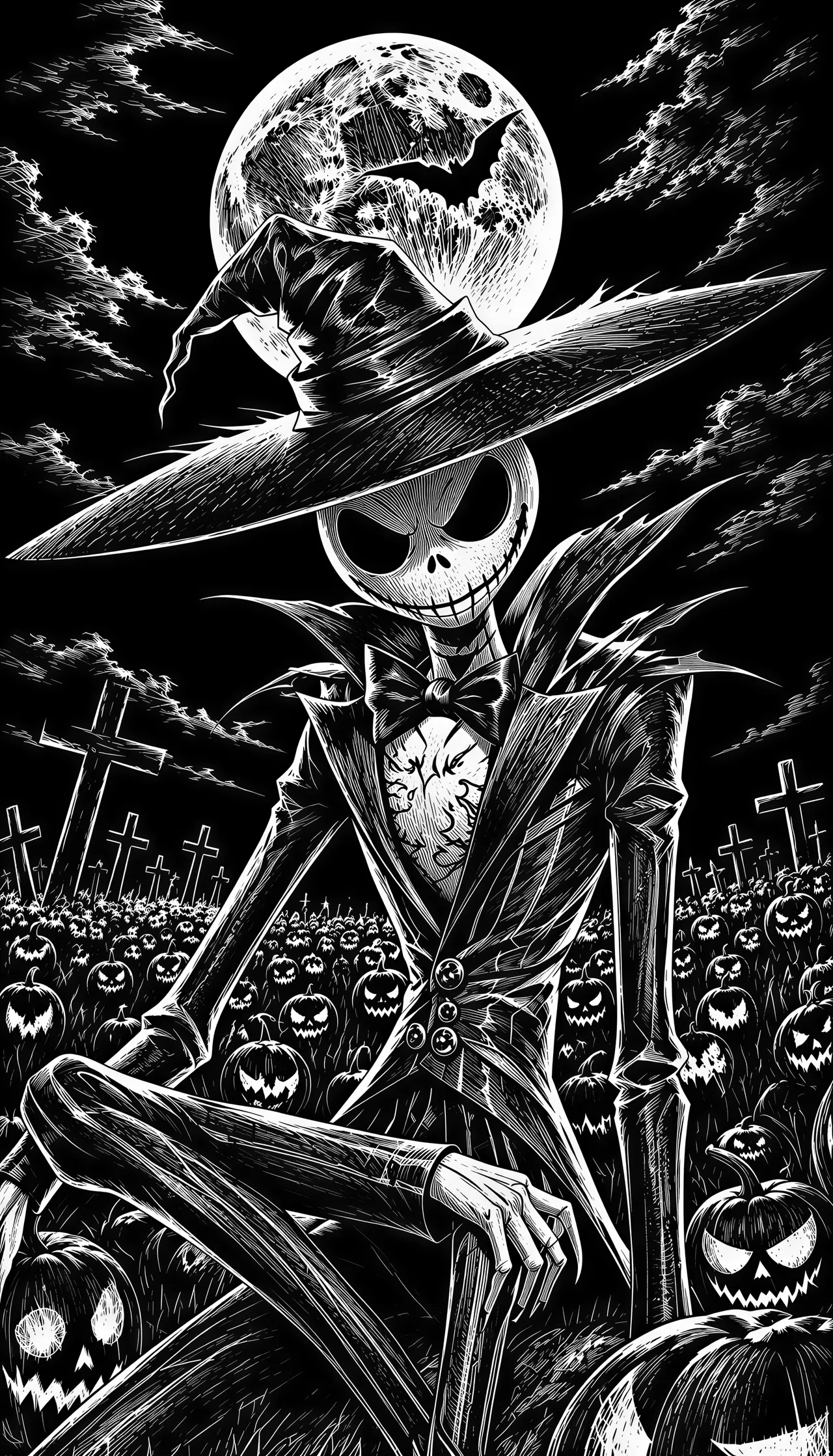 scratchboard style vector graphic