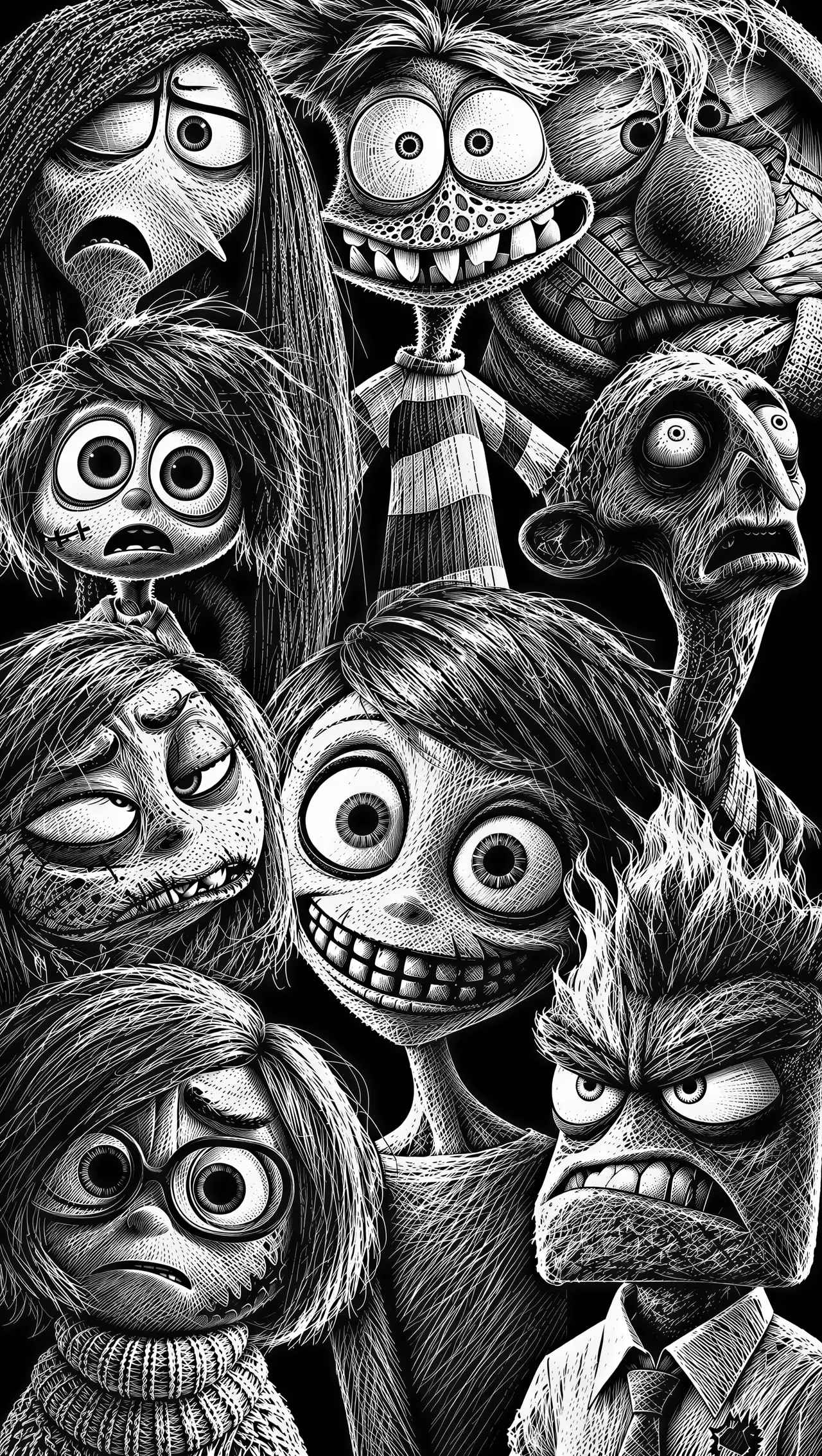 scratchboard style vector graphic