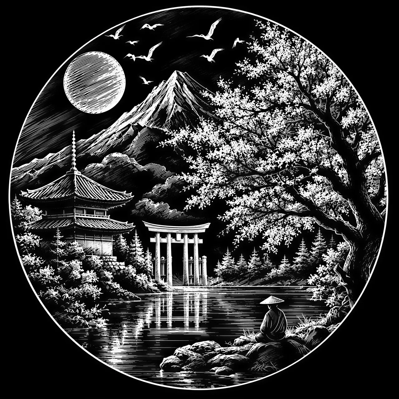scratchboard style vector graphic