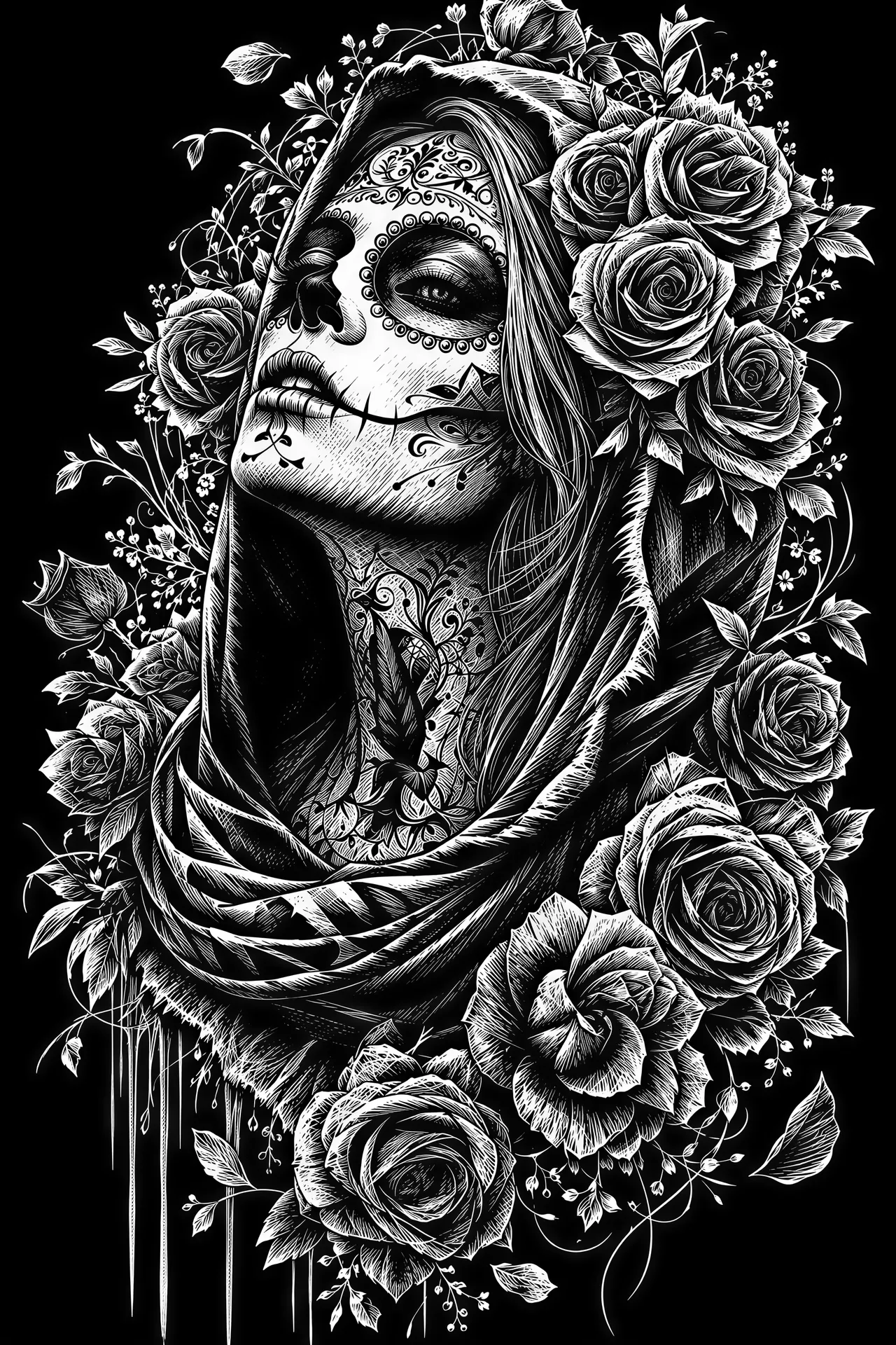 scratchboard style vector graphic