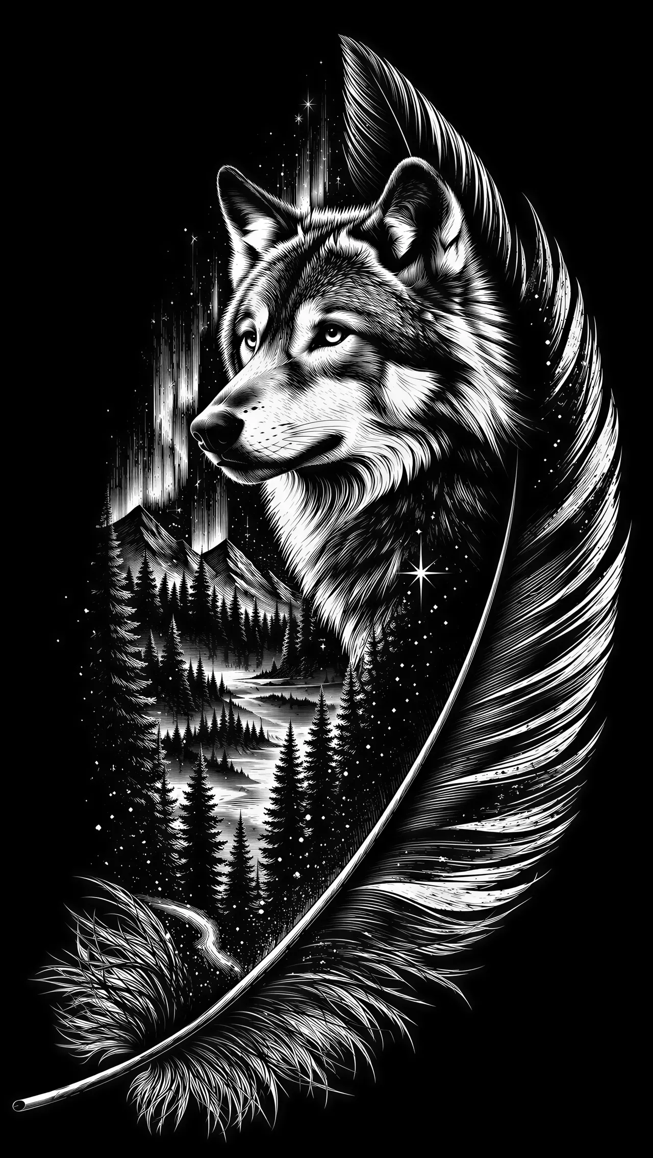 Vectorafbeelding in scratchboard-stijl
