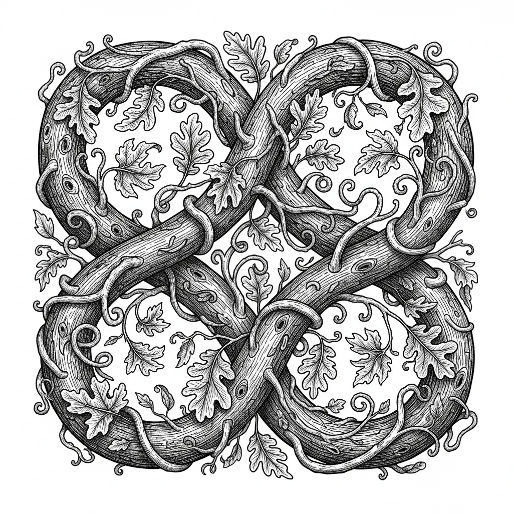 Infinity sign in branches and leaves 3d effect