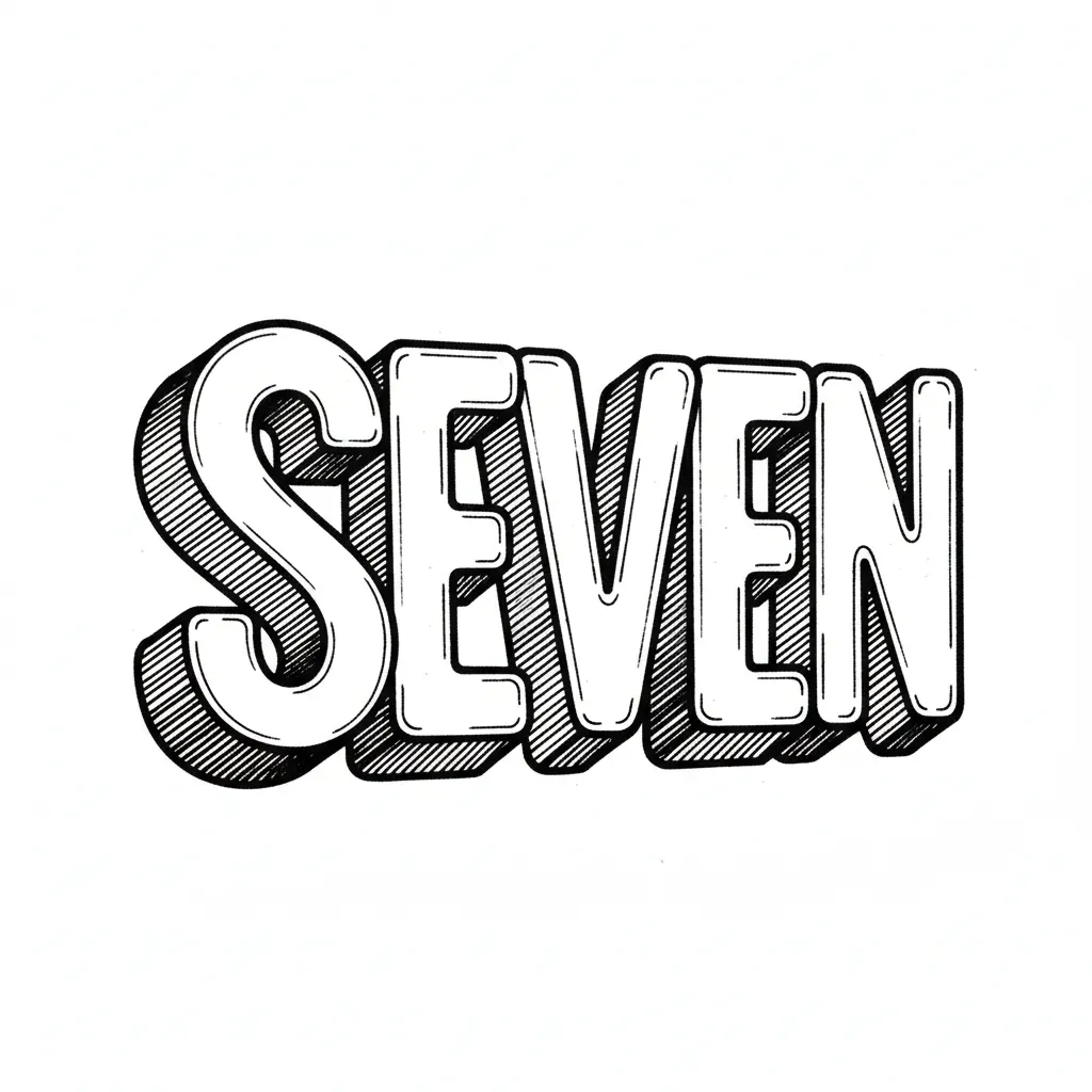 Seven written in 3d effect