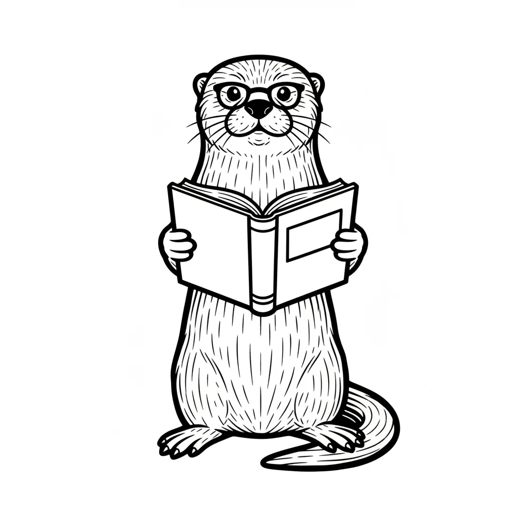 A otter with a book