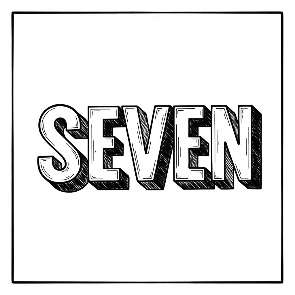Seven written in 3d