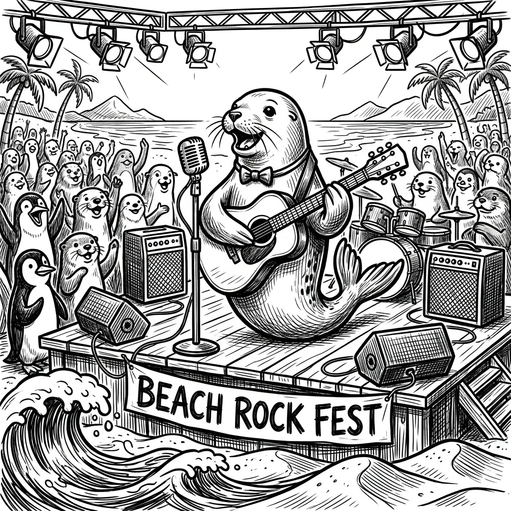 A seal giving a concert on the beach