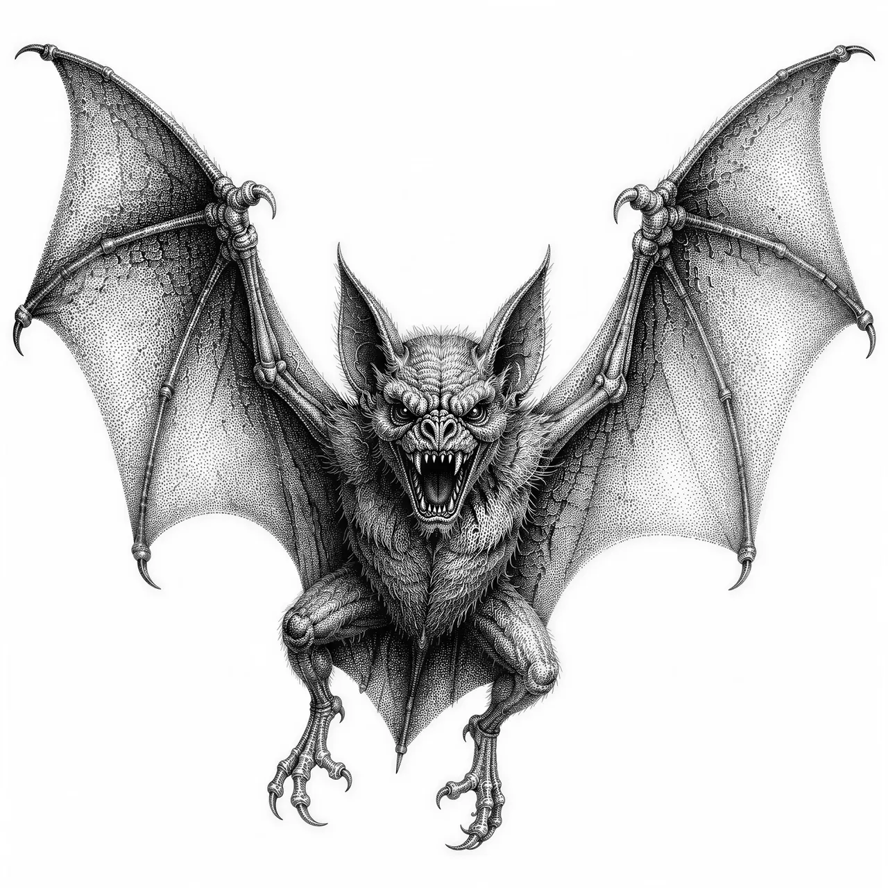 chauve souris démoniaque avec plein de détails