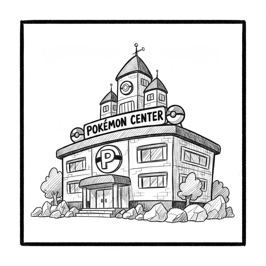 pokemon center bold black and white svg
