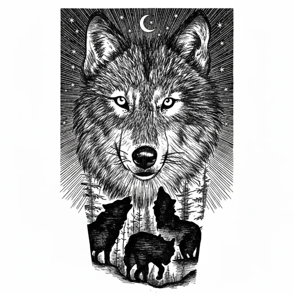 Add stars and the moon as a background to this image