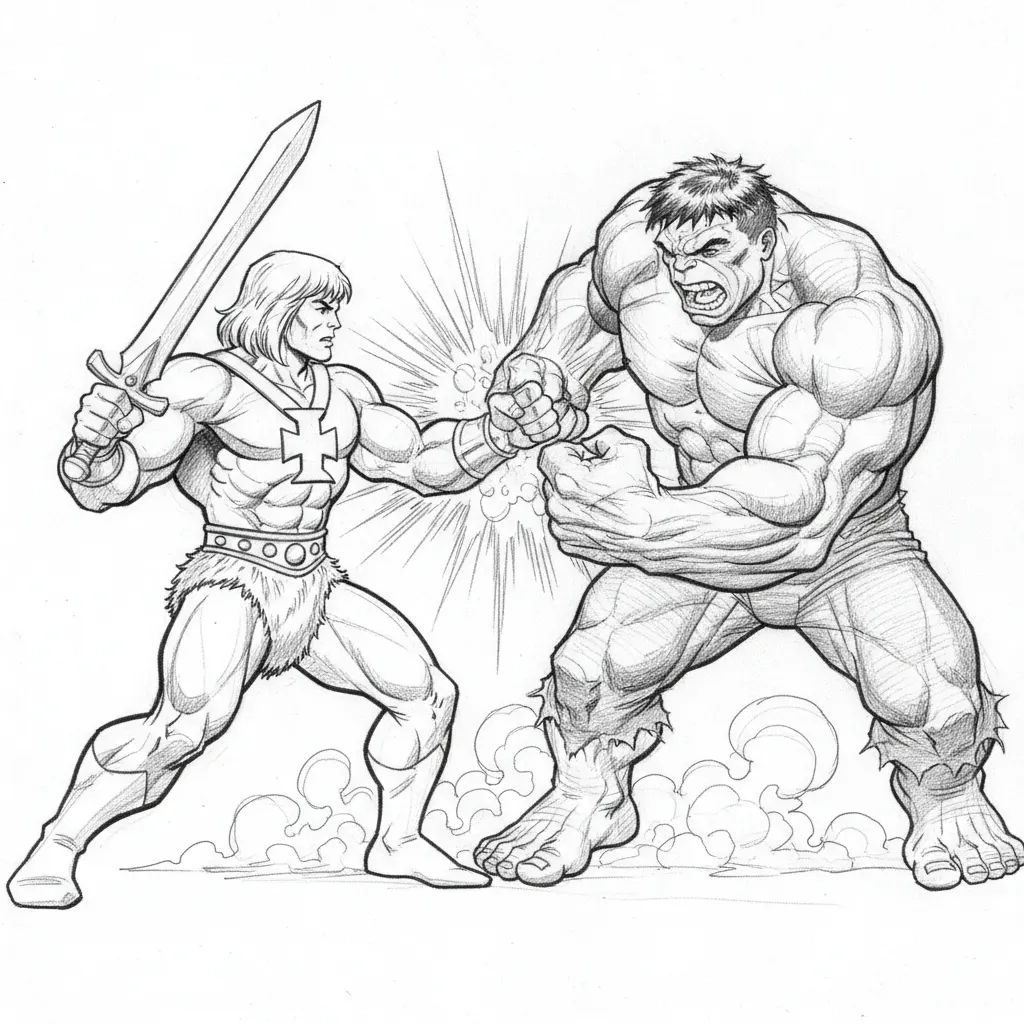 He Man fighting the hulk.
