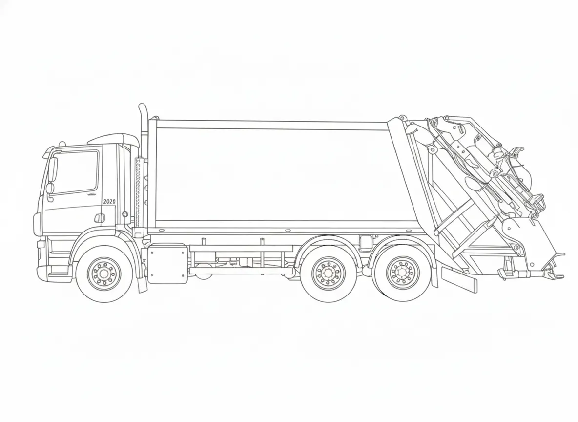 Maak hier een eenvoudige lijntekening van om te graveren. Verwijder de tekening op de vrachtwagen