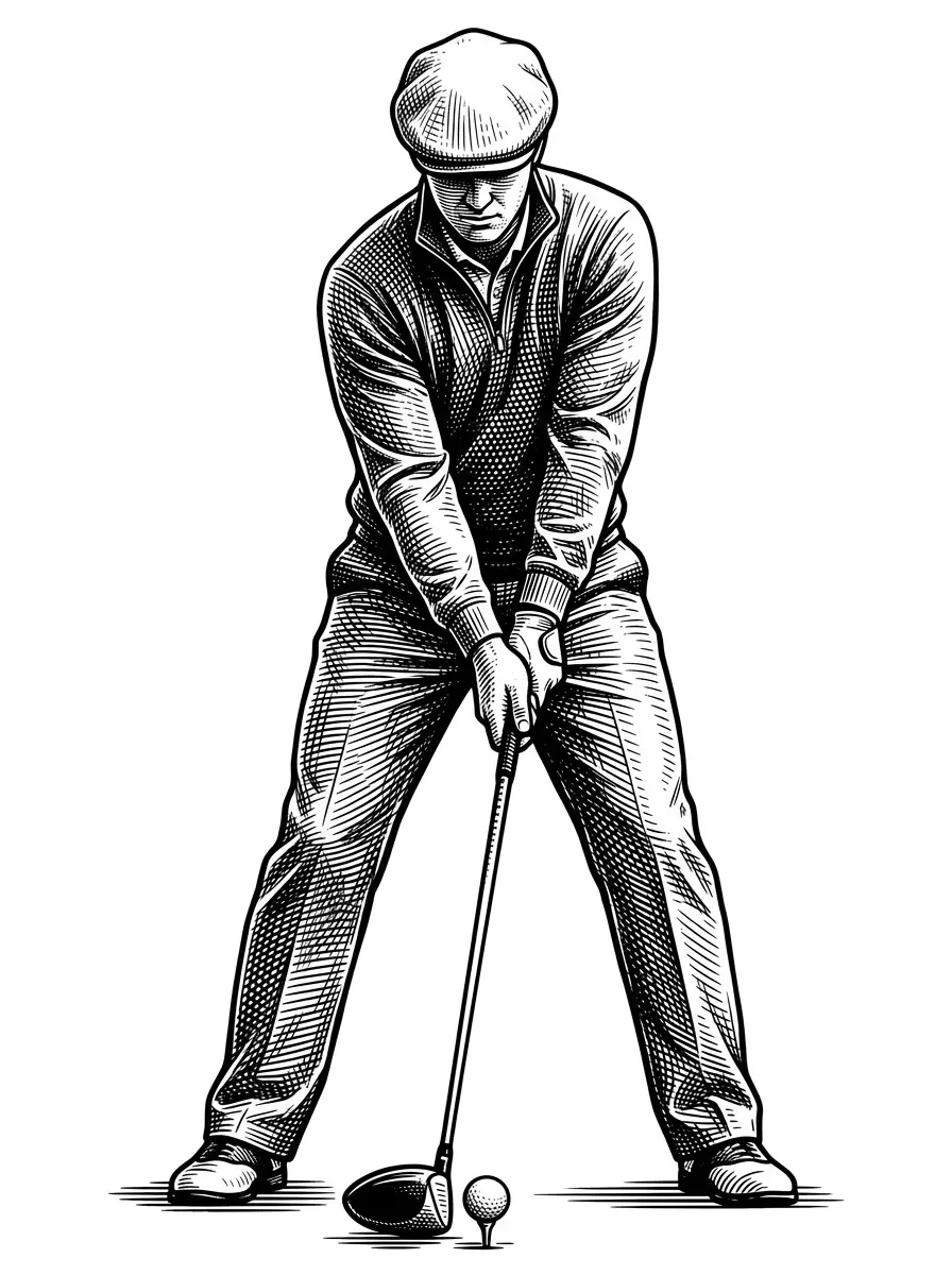 a golfer at adress about to hit hjs driver