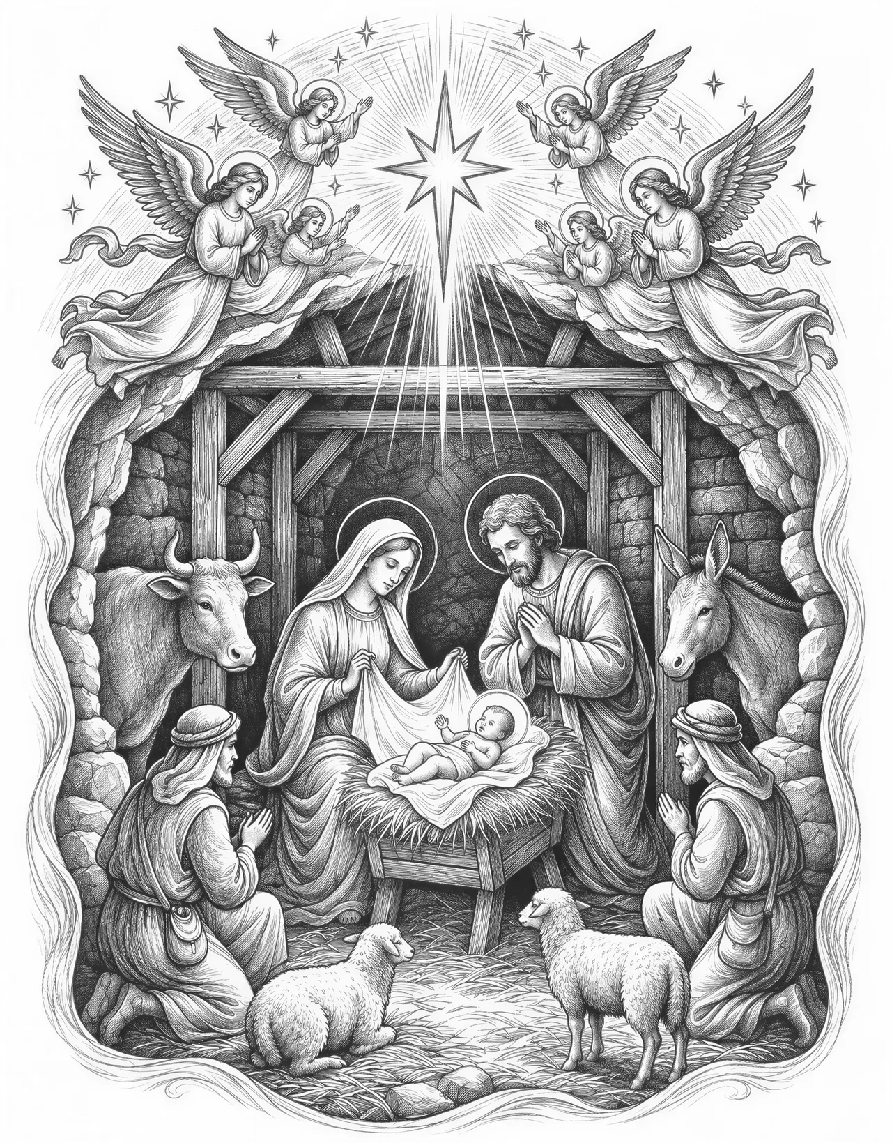 Nativity Jesus Mary Joseph Angels Shepherds - Gratis PNG-download ...