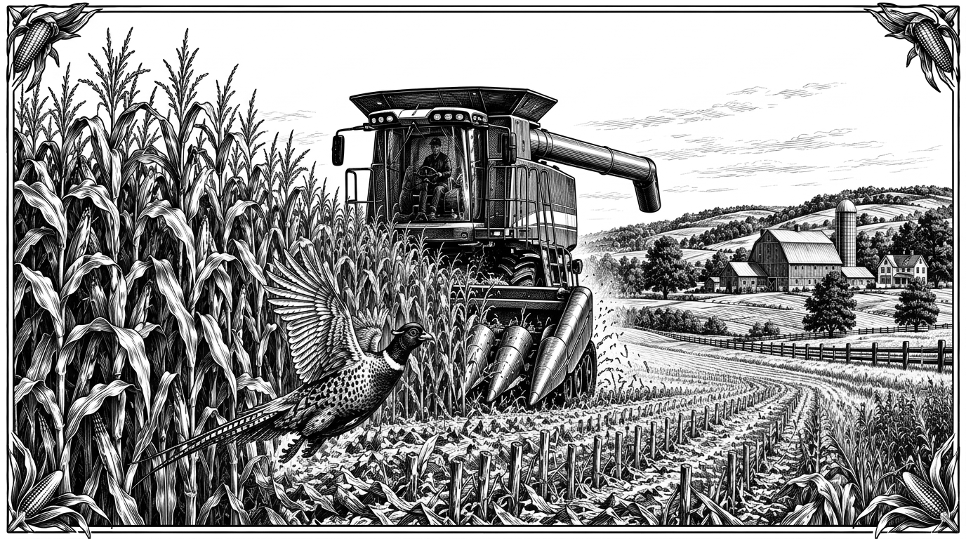 Harvester Cornfield Pheasant Flying Farm Engraving - Téléchargement PNG ...
