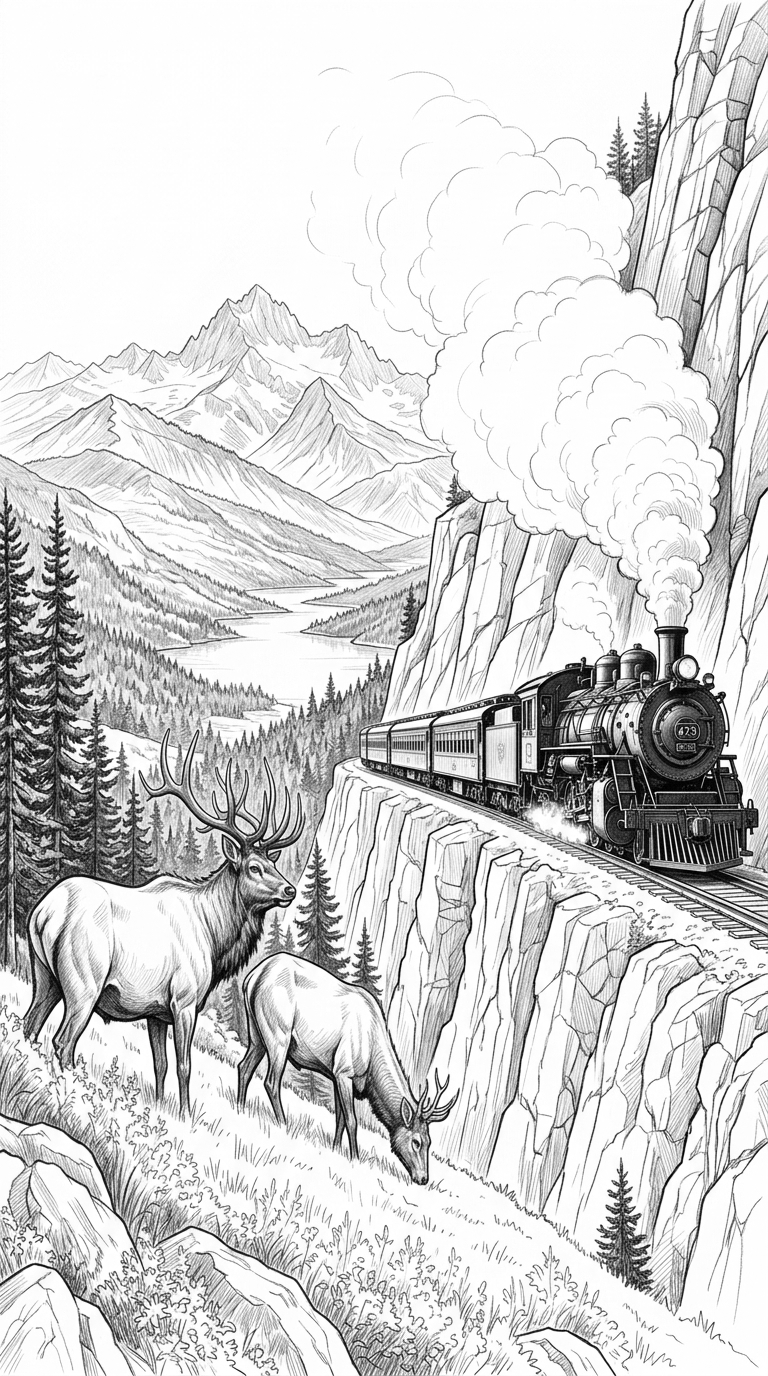 Steam Train Elk Mountain Railroad Cliff Valley - Téléchargement PNG ...