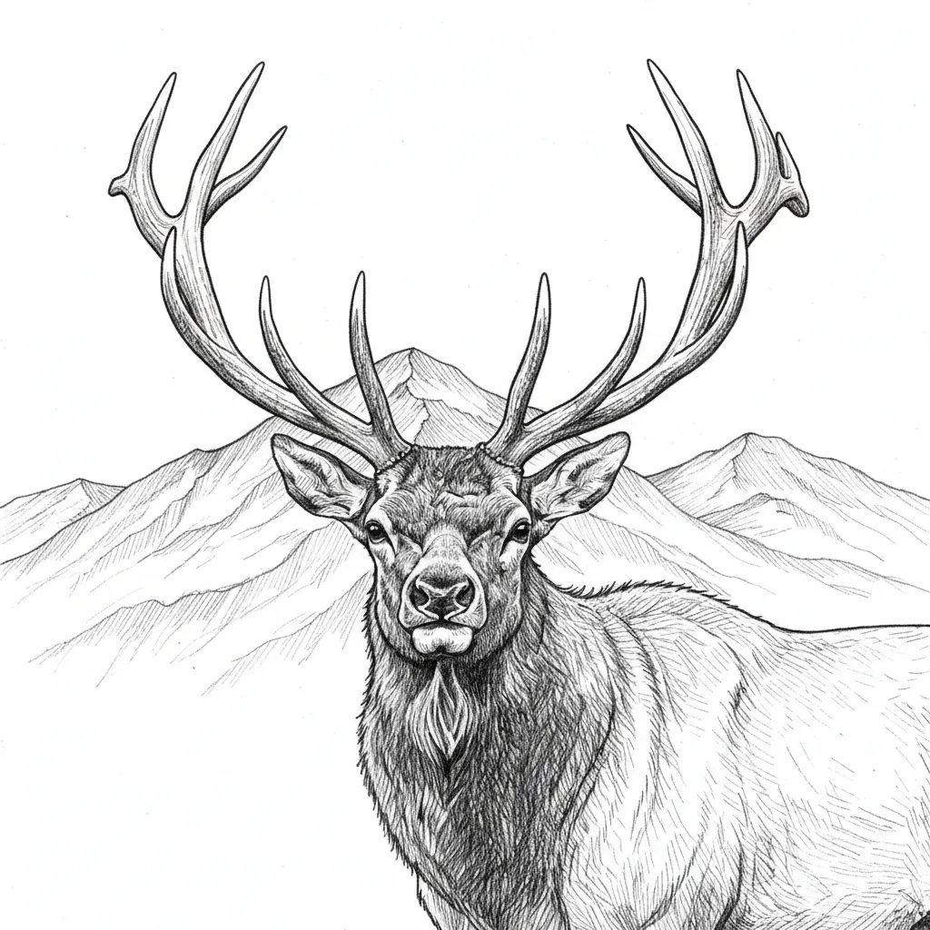 Elk in front of Smokey Mountain  range