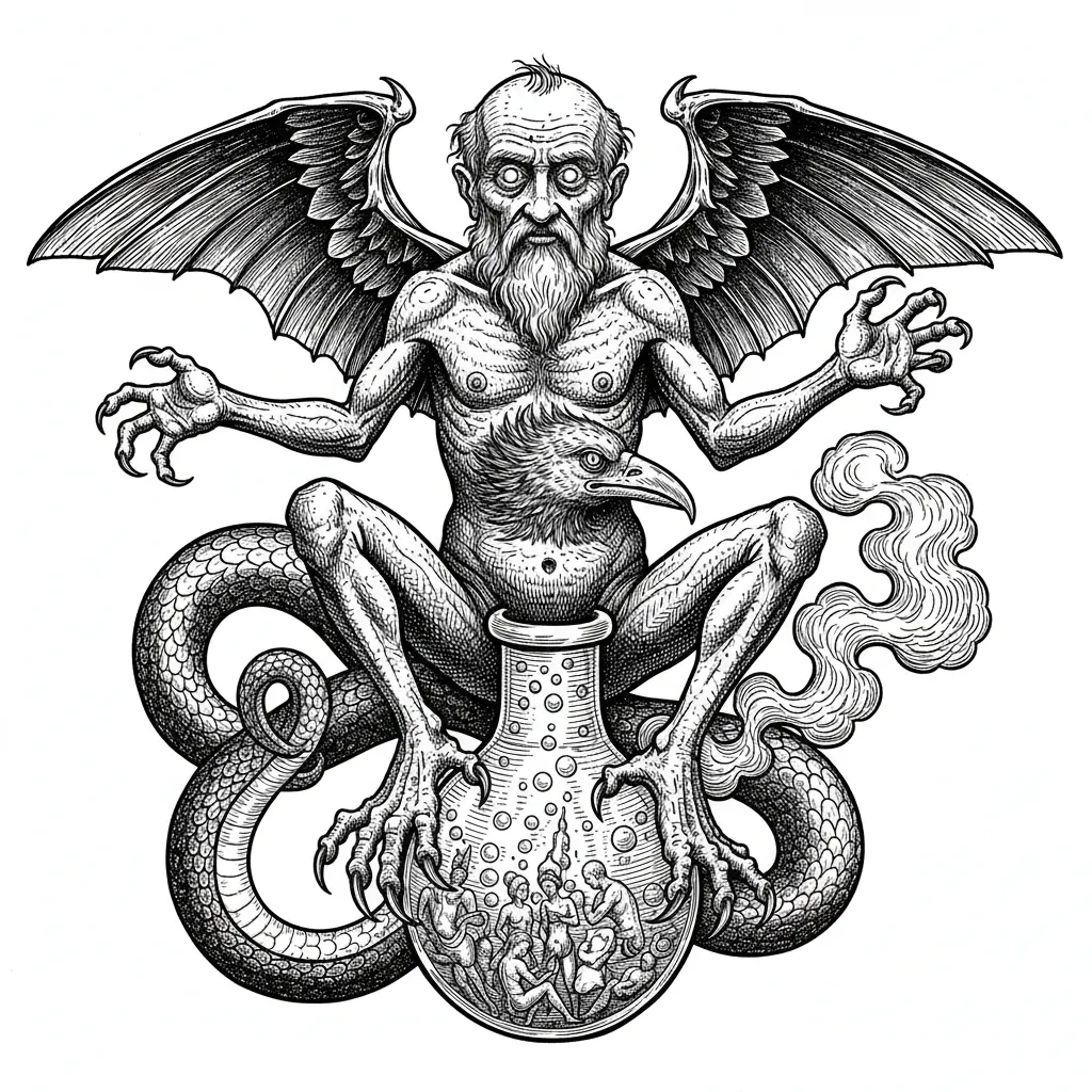 Draw a mythology homunculus creature