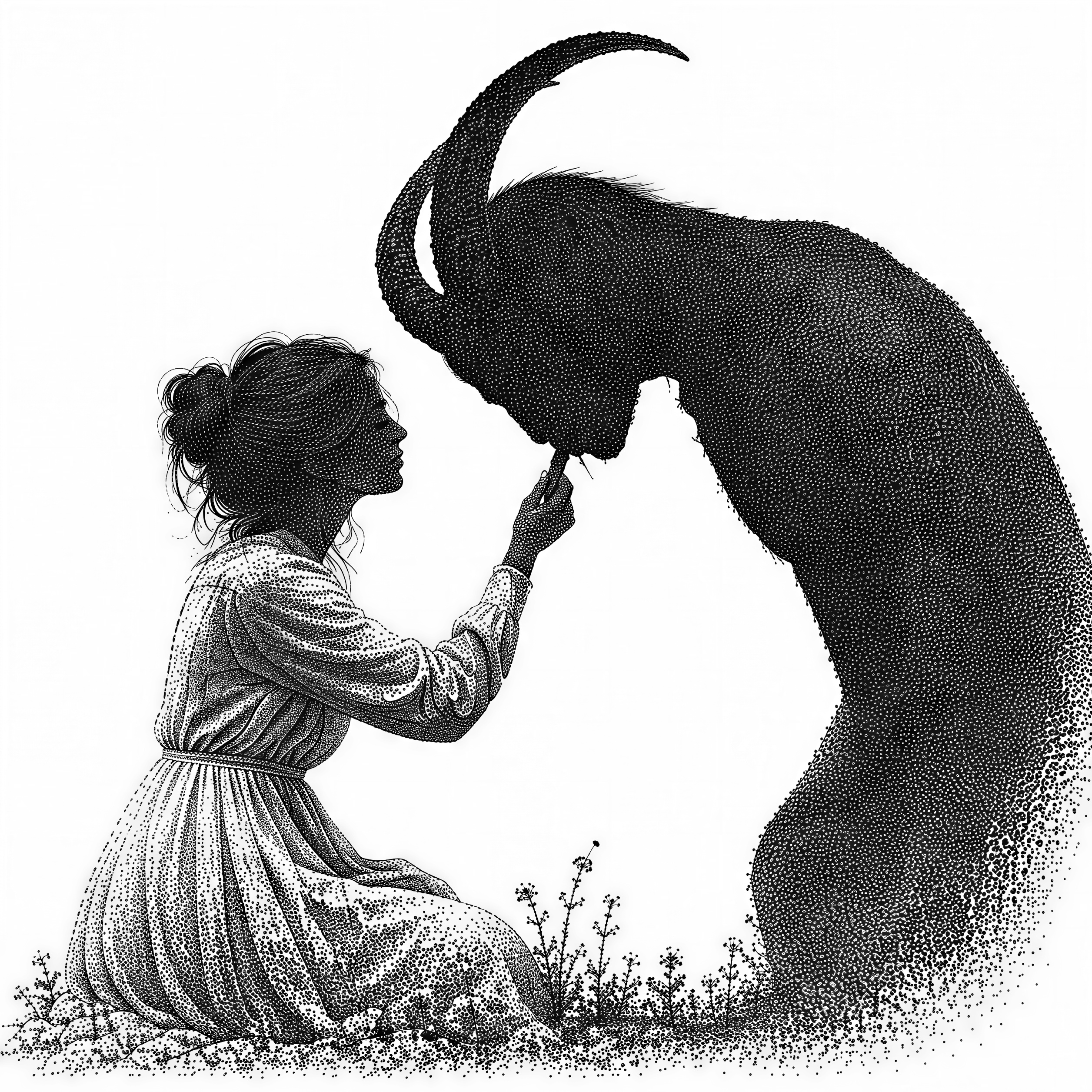 Woman Beast Horned Touching Kneeling Connection - Kostenloser PNG ...