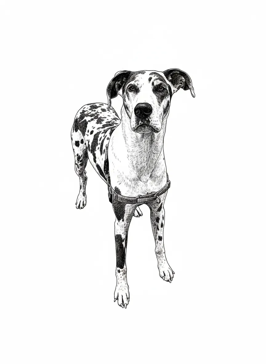 remove background, enhance photo with crisp detailed lines for engraving, only keep dog in photo