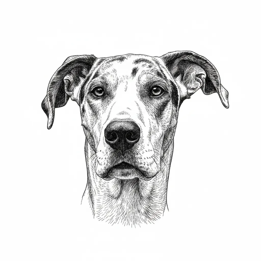 remove background, enhance photo with crisp detailed lines for engraving, only keep dog's face in the photo
