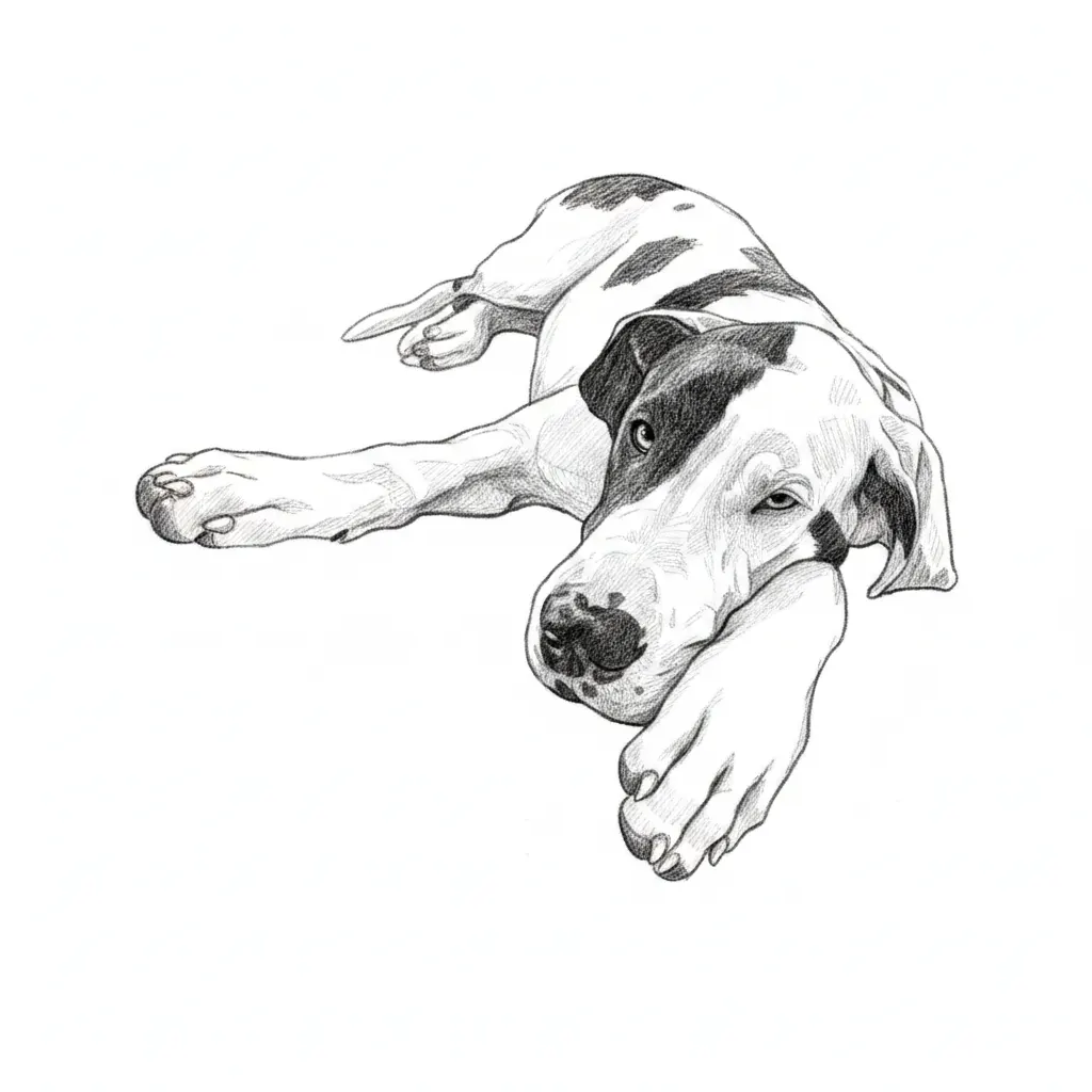 remove background, enhance photo with crisp detailed lines for engraving, give white on dog detailed lines, remove bed that dog is on,only keep dog in photo