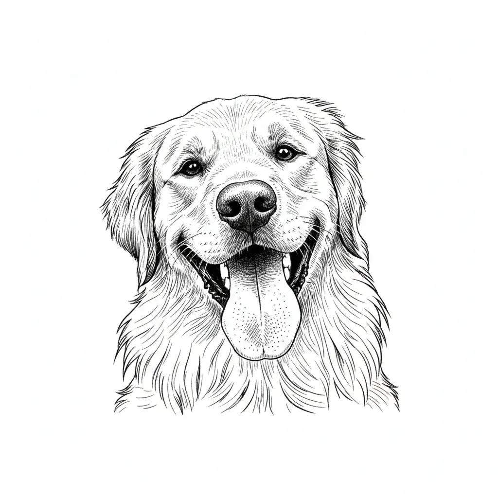 enhance photo, remove background and only keep dogs face, make clear crisp detailed dark lines for laser engraving