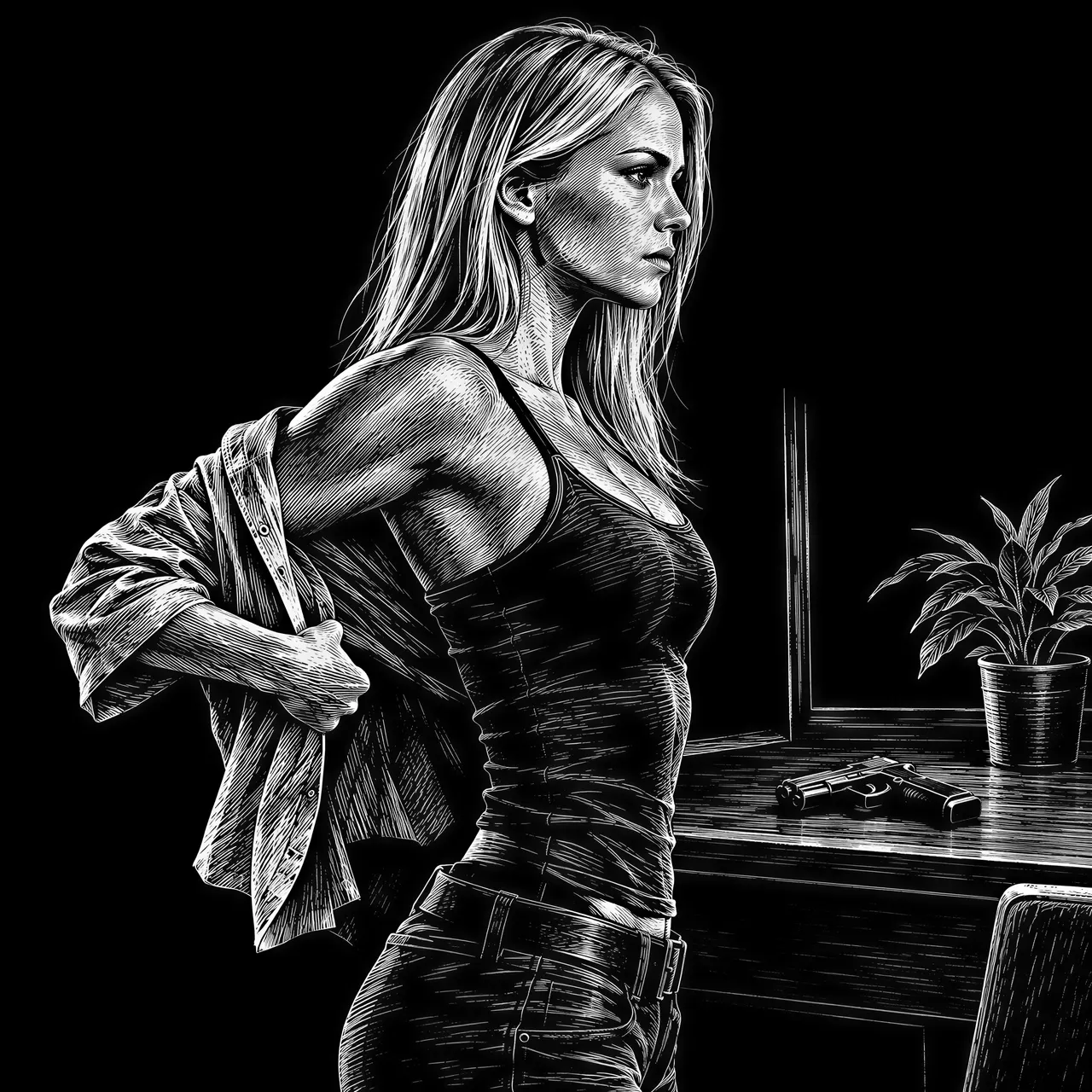 Graphique vectoriel de style scratchboard