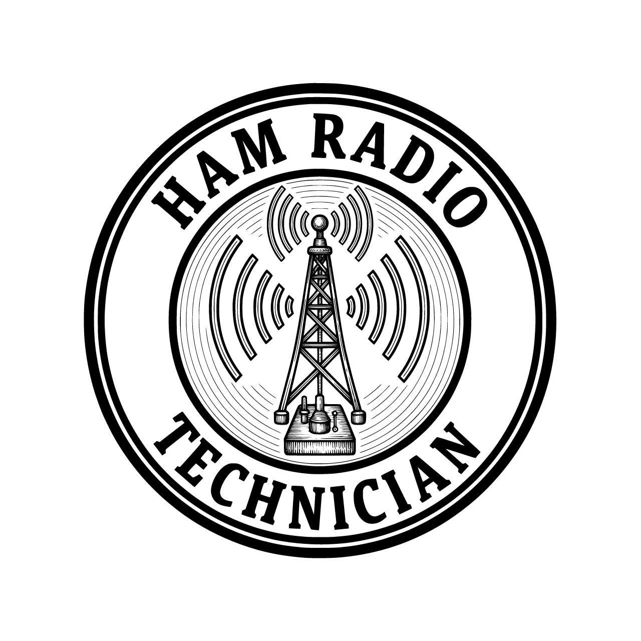 Create a round logo that that says Ham radio at the top and Technician at the botrl