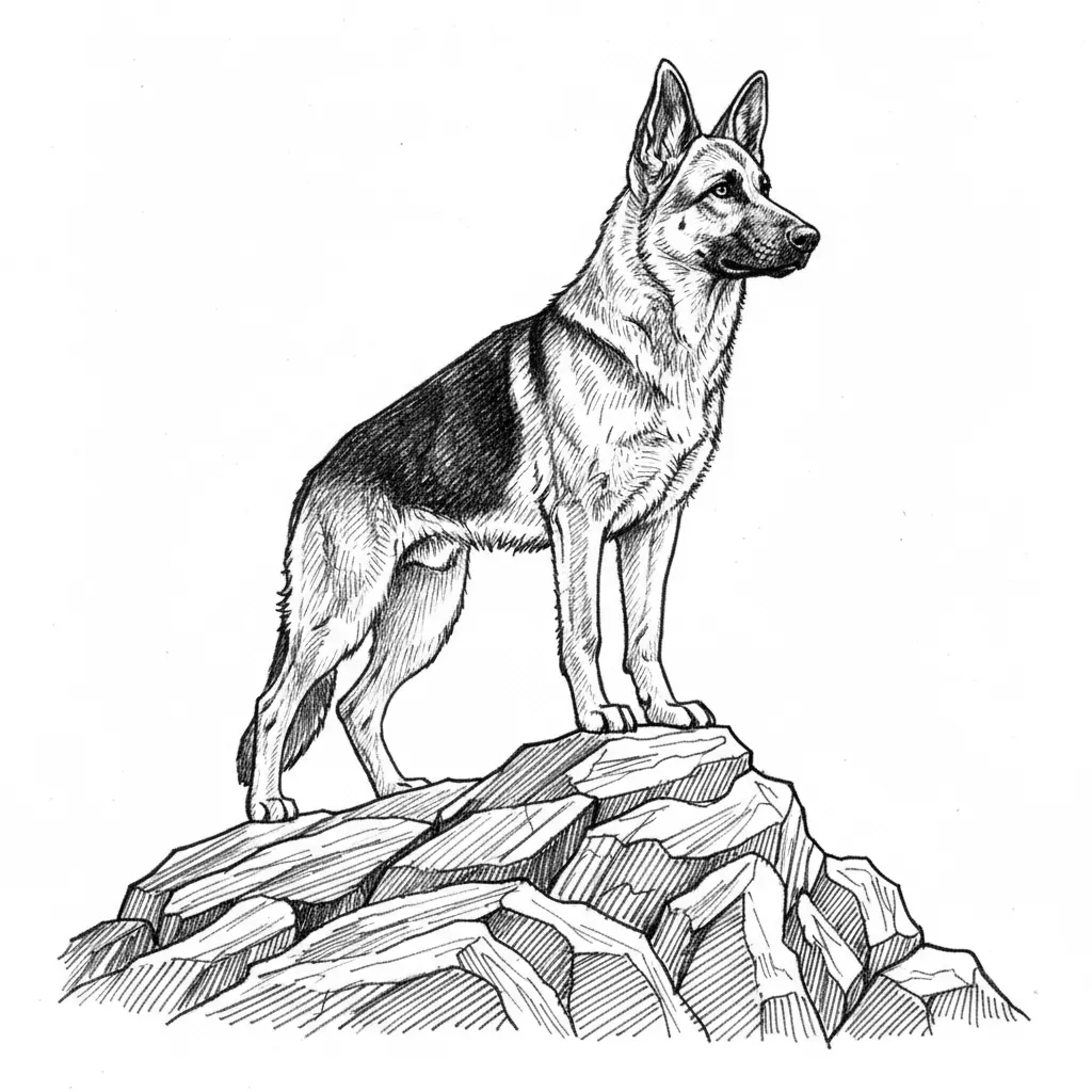 Bild mit einemFelsen Deutschen Schäferhund an stelle des Bären