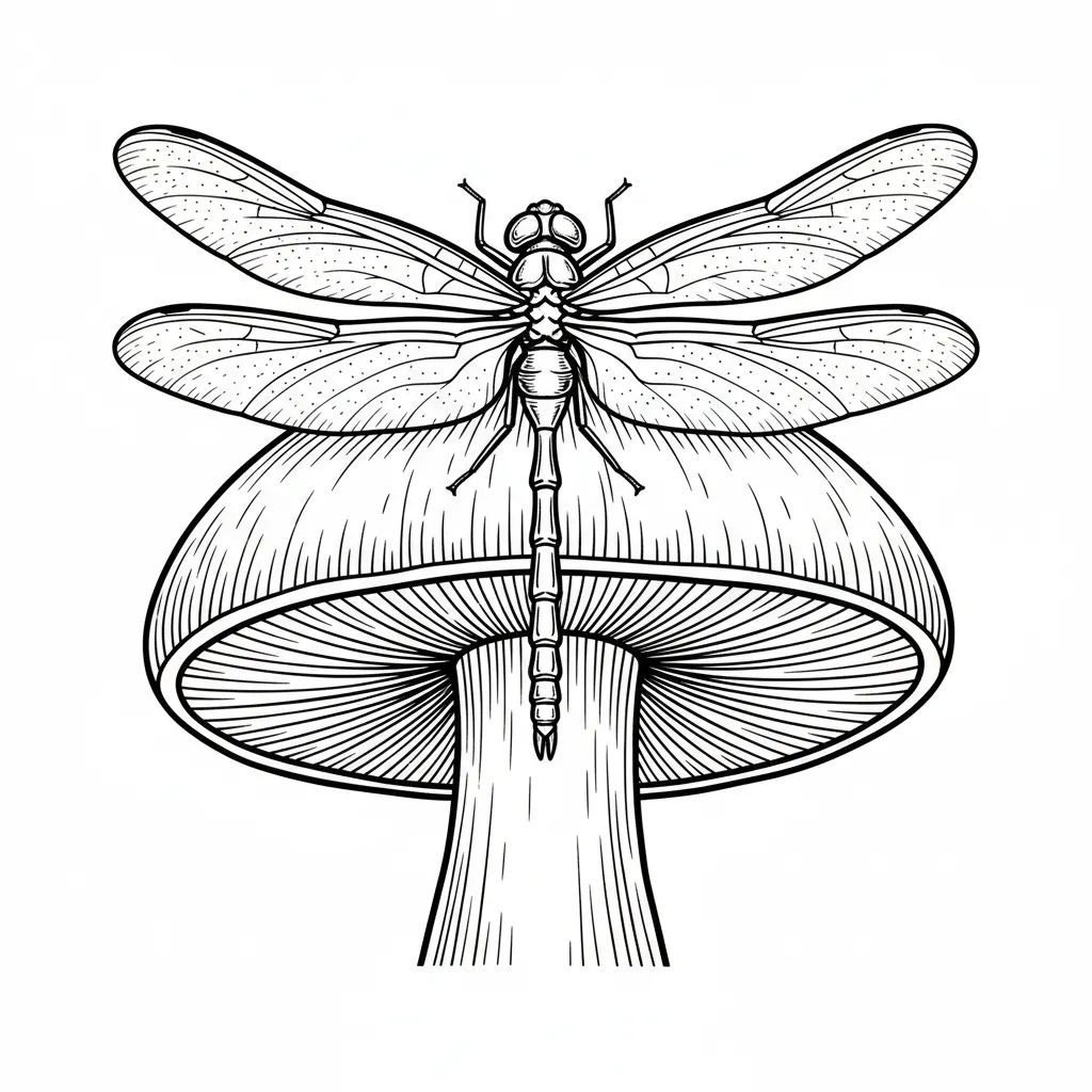 dragonfly on mushroom