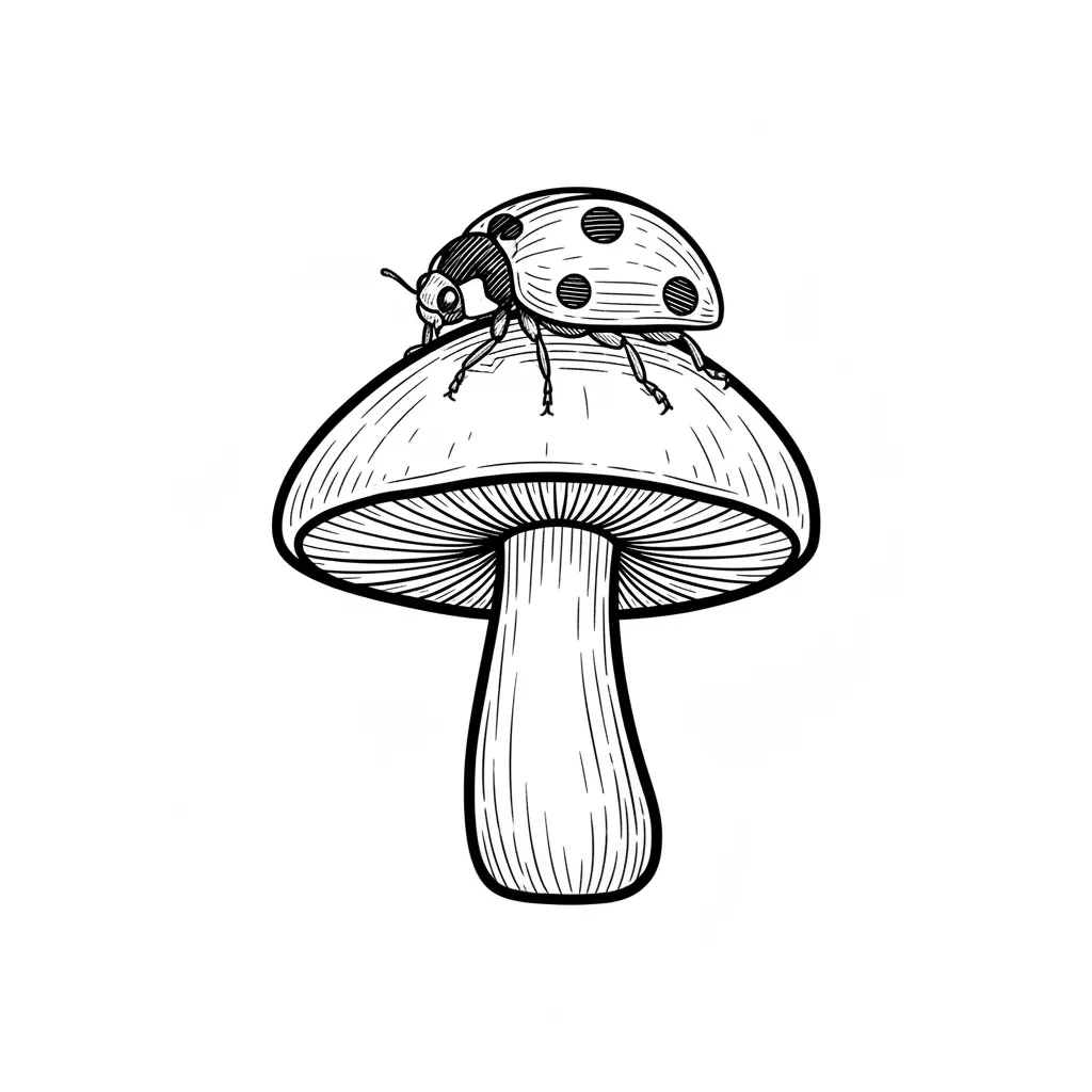 Ladybug on Mushroom