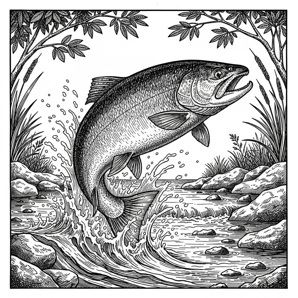 fish jumping in a brook
