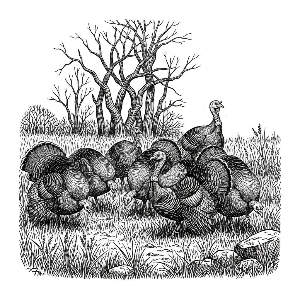 turkeys in a field