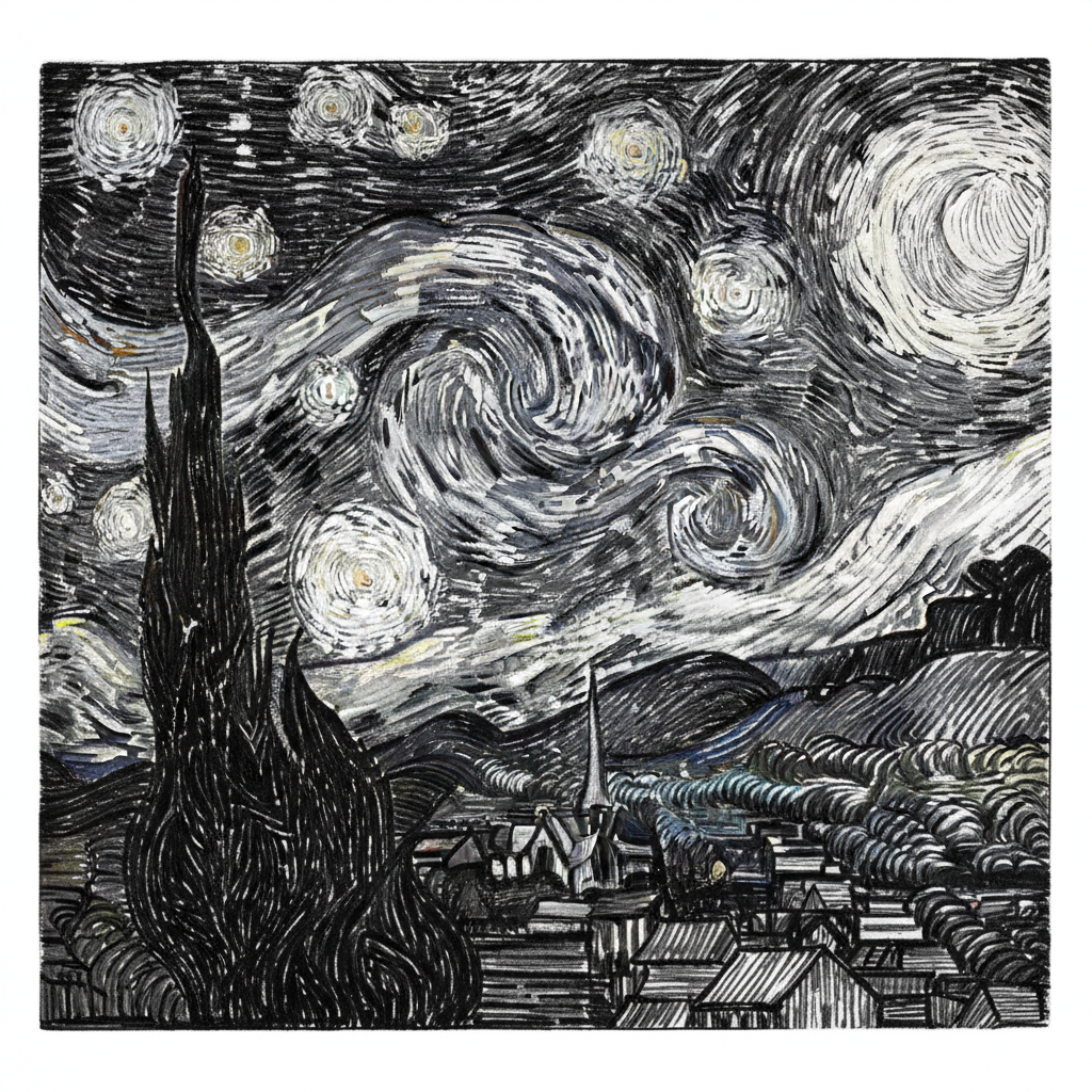 The Starry Night, a famous painting by Vincent Van Gogh. - Free PNG ...